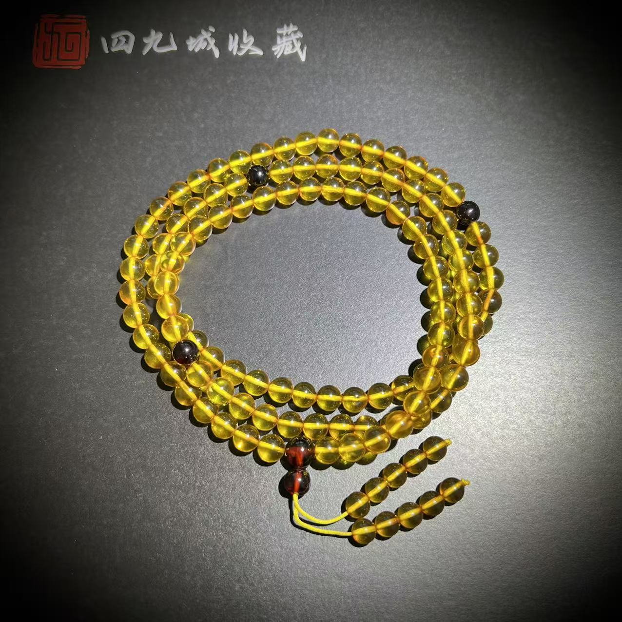 四九城收藏金珀6+108圆珠项链男女同款收藏级精美