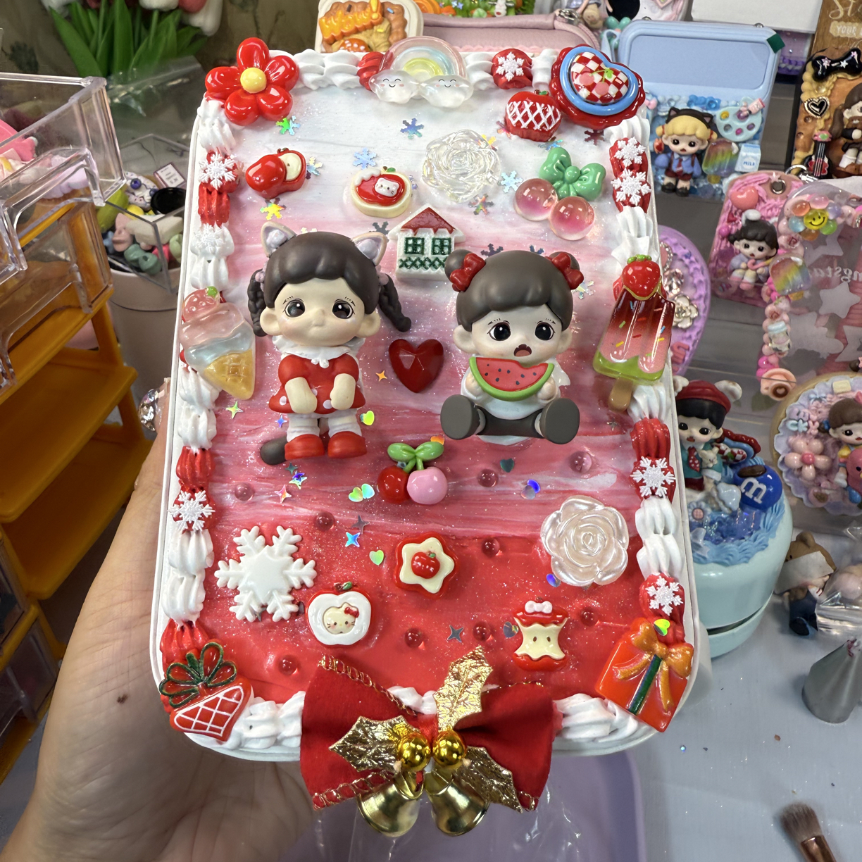 【镜子化妆盒】奶油胶萌粒镜子化妆盒