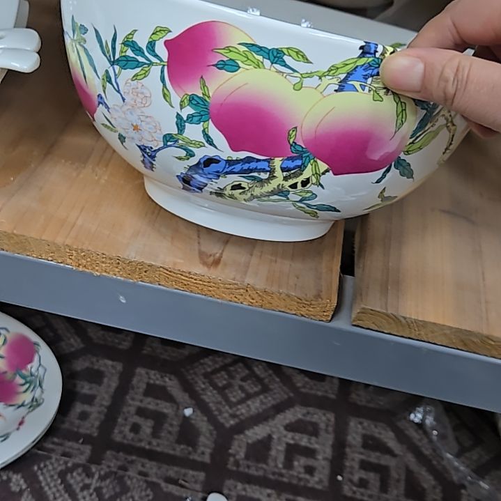 瓷片微瑕珐琅彩9桃8寸1个大汤碗66666