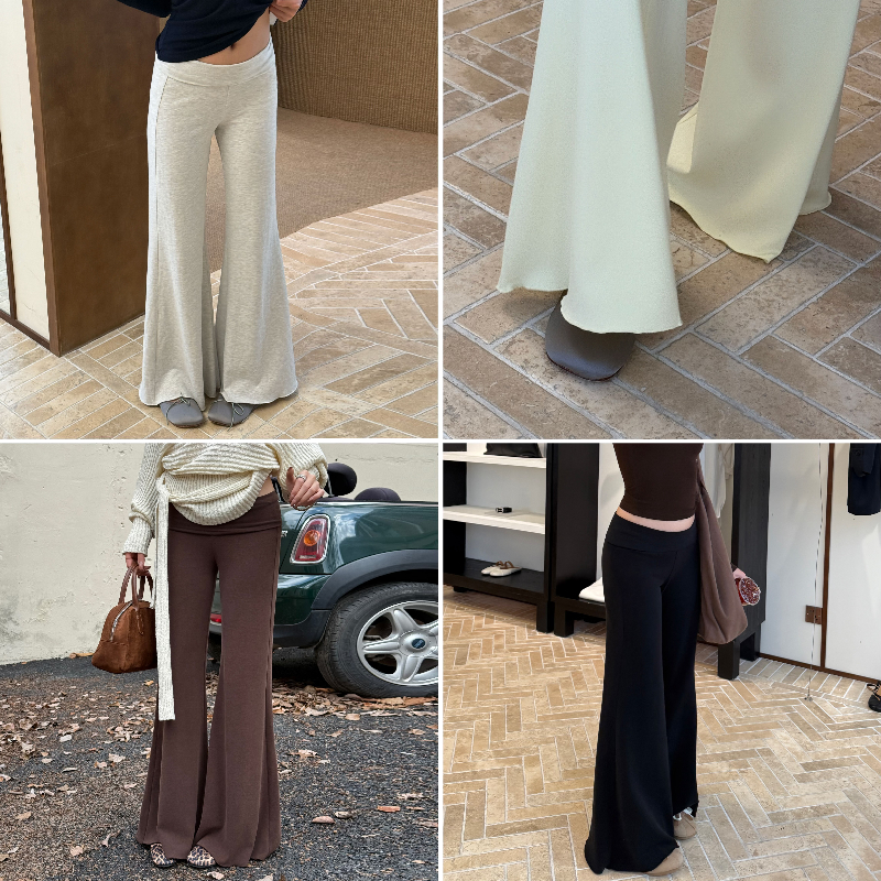 Audwyn垂垂裤新加磨毛版本女秋冬新款宽松显瘦弹力针织裤微喇长裤