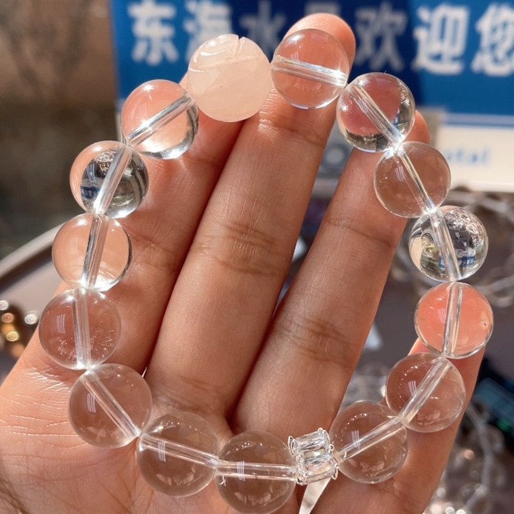 水晶手串未镶嵌设计款天然白水晶