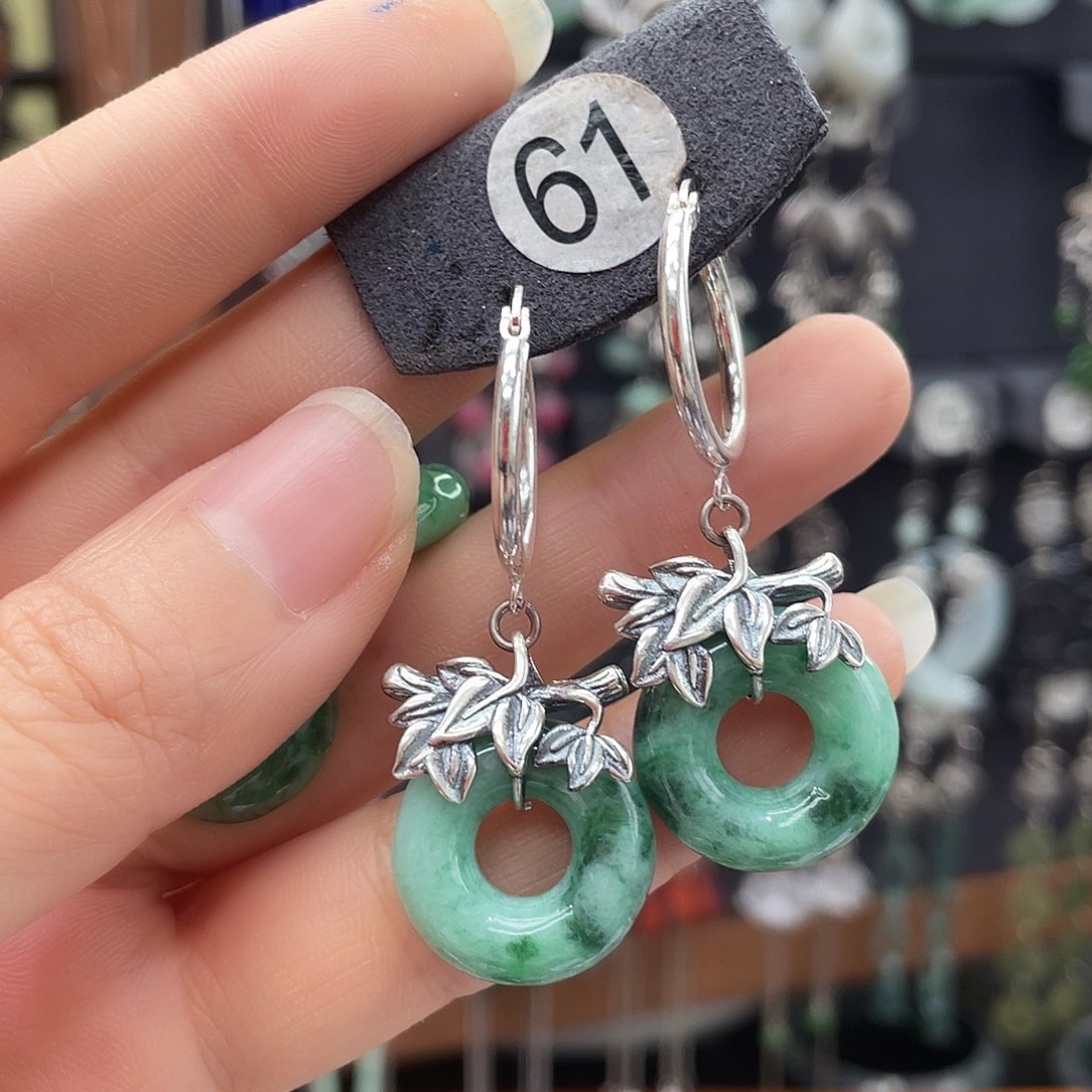 翡翠银S925镶嵌耳饰真***爱021ghnhg