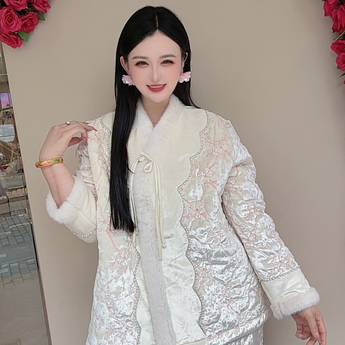MI TAO新款时来运转三层夹棉加厚女士可外穿冬季家居服睡衣胖MM