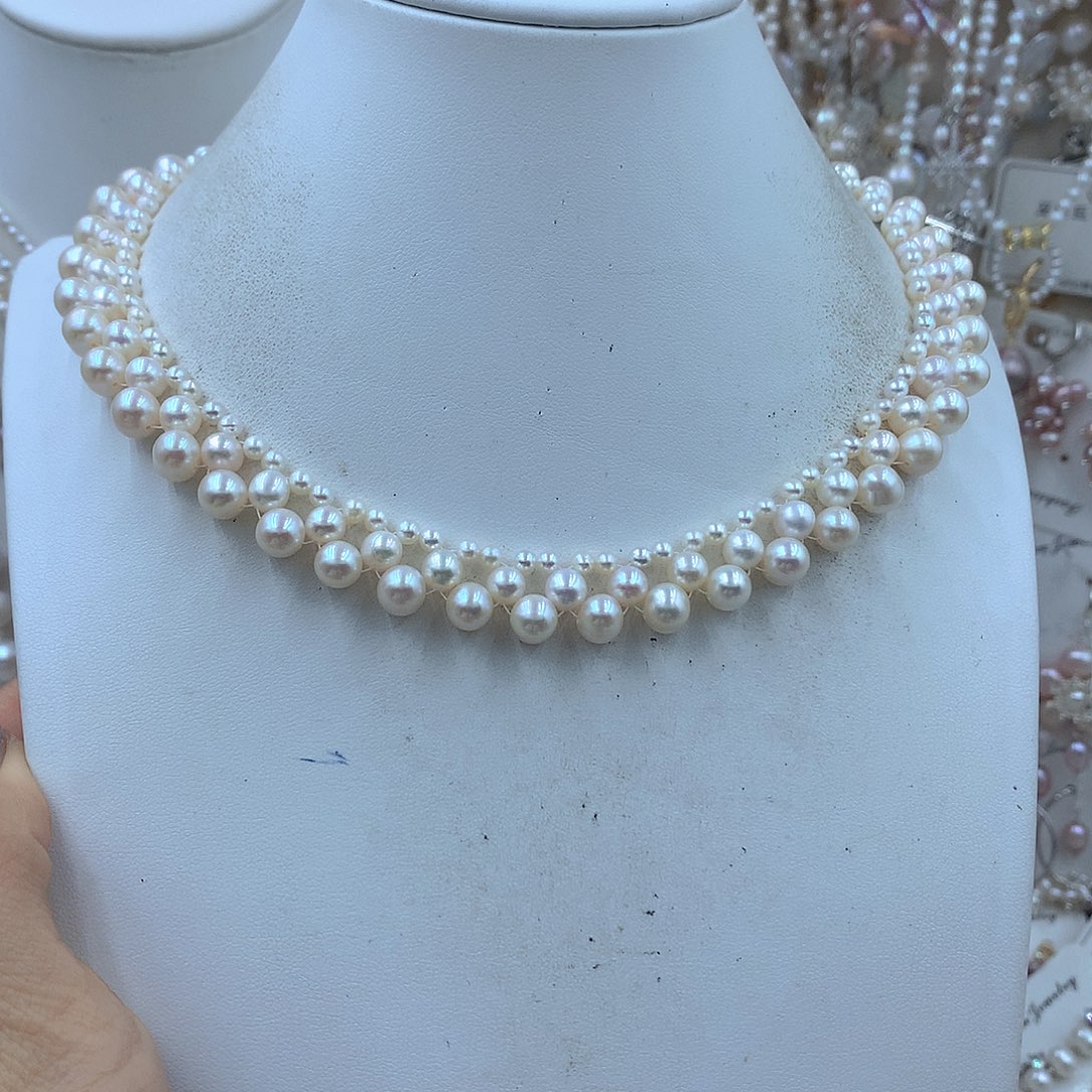 带***菜银S925镶嵌耳饰淡水珍珠