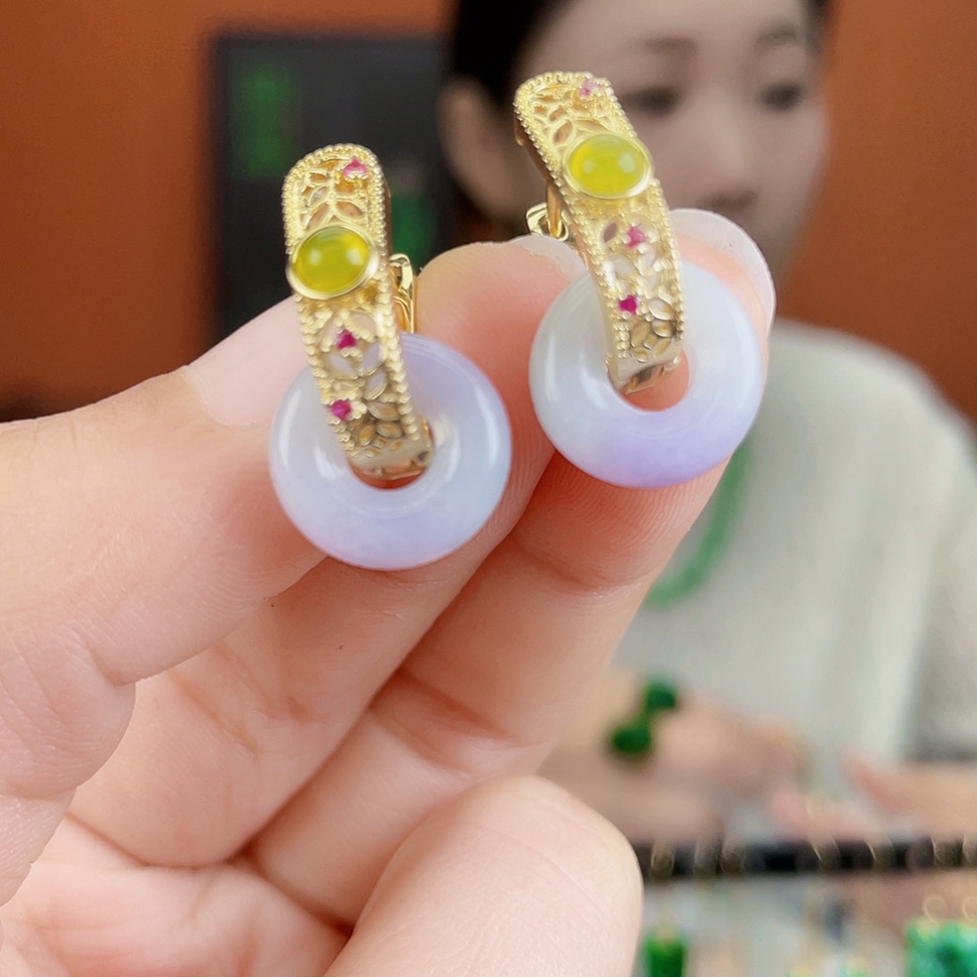 翡翠未镶嵌耳饰饰品