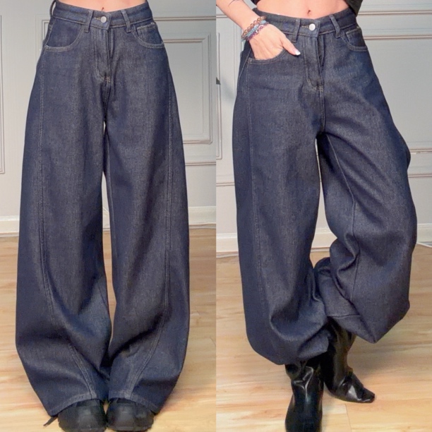 【红人馆】水貂绒丹宁牛仔色多穿裤