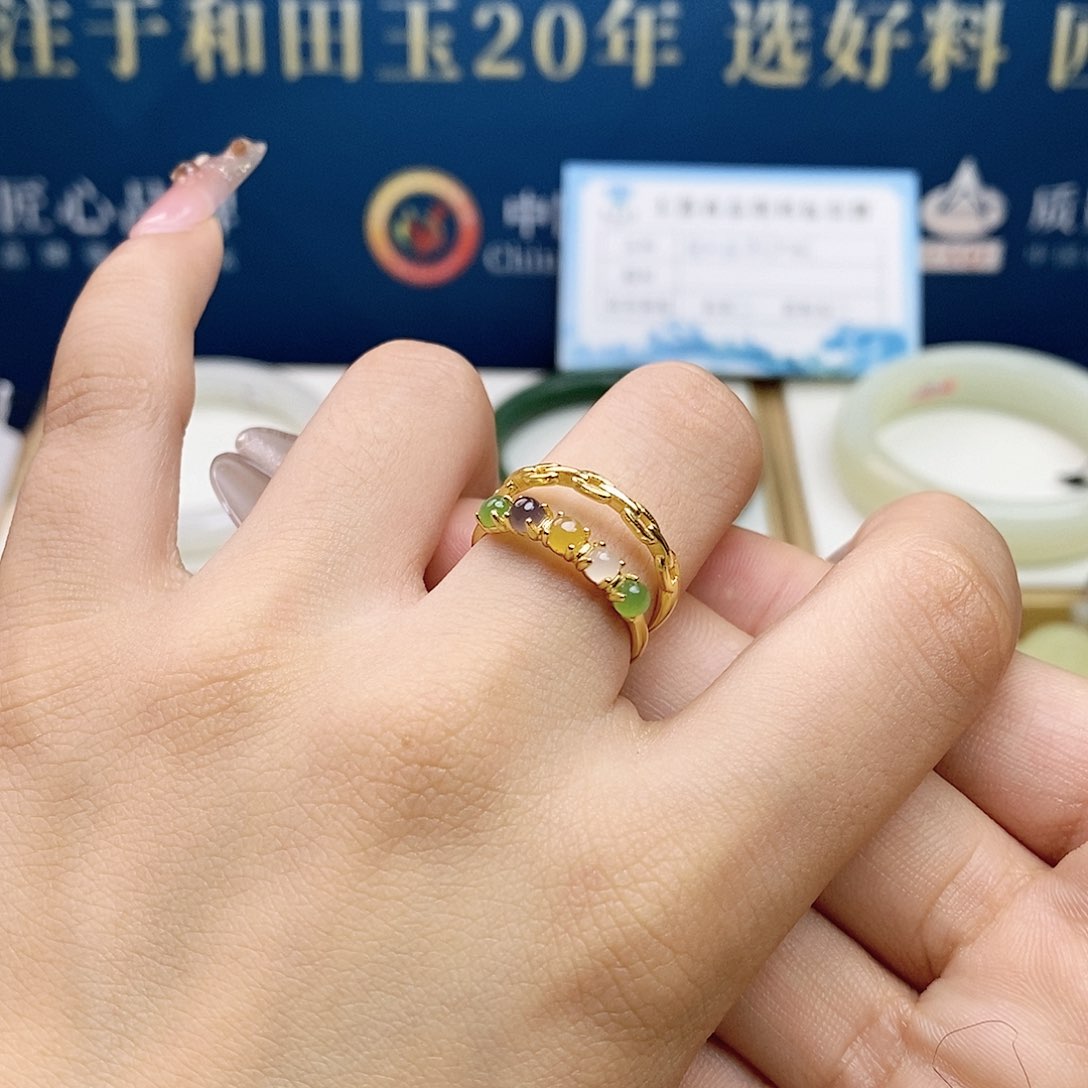 银S925镶嵌戒指和田玉sj