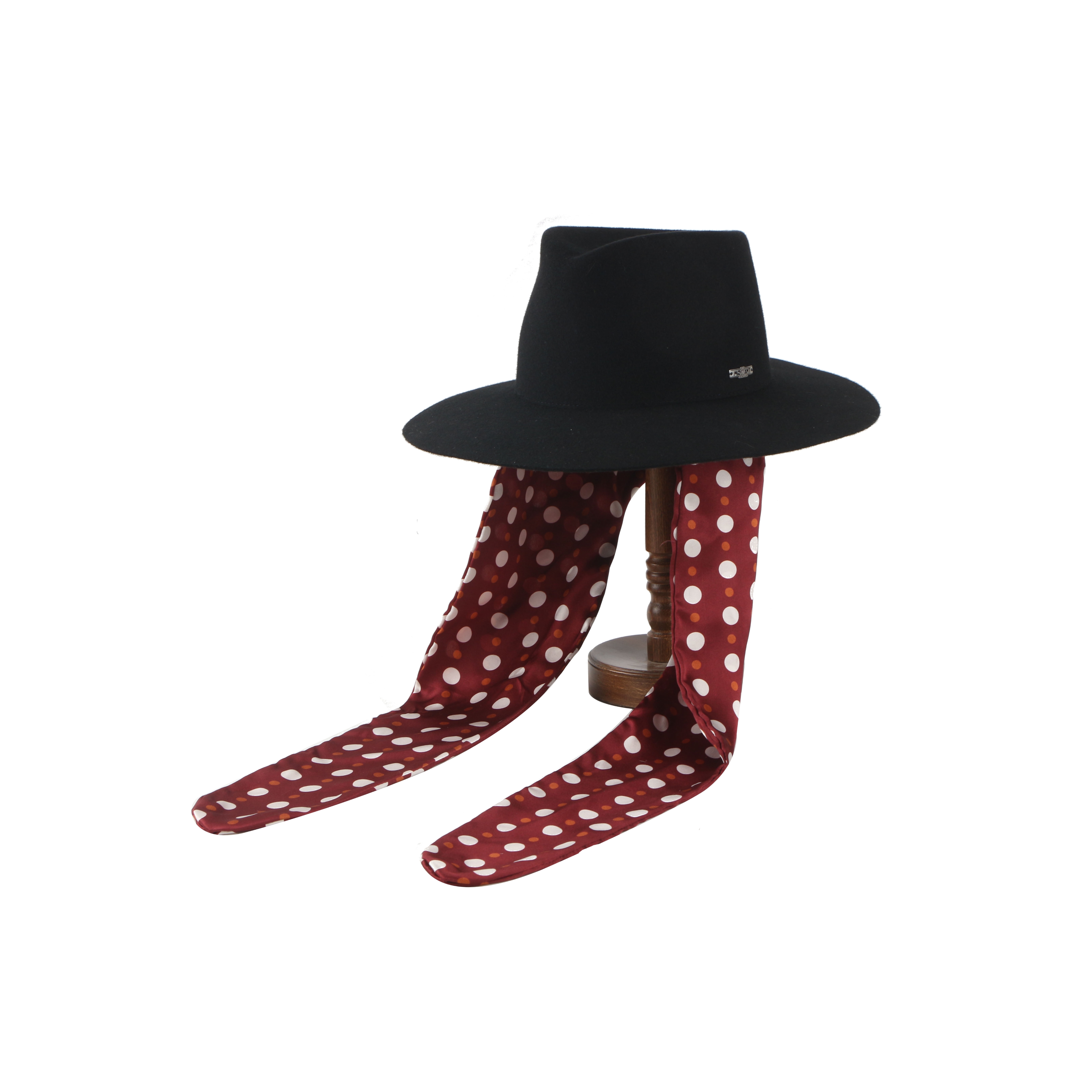 MOSSANT2025秋冬新品·真丝波点飘带羊毛fedora礼帽