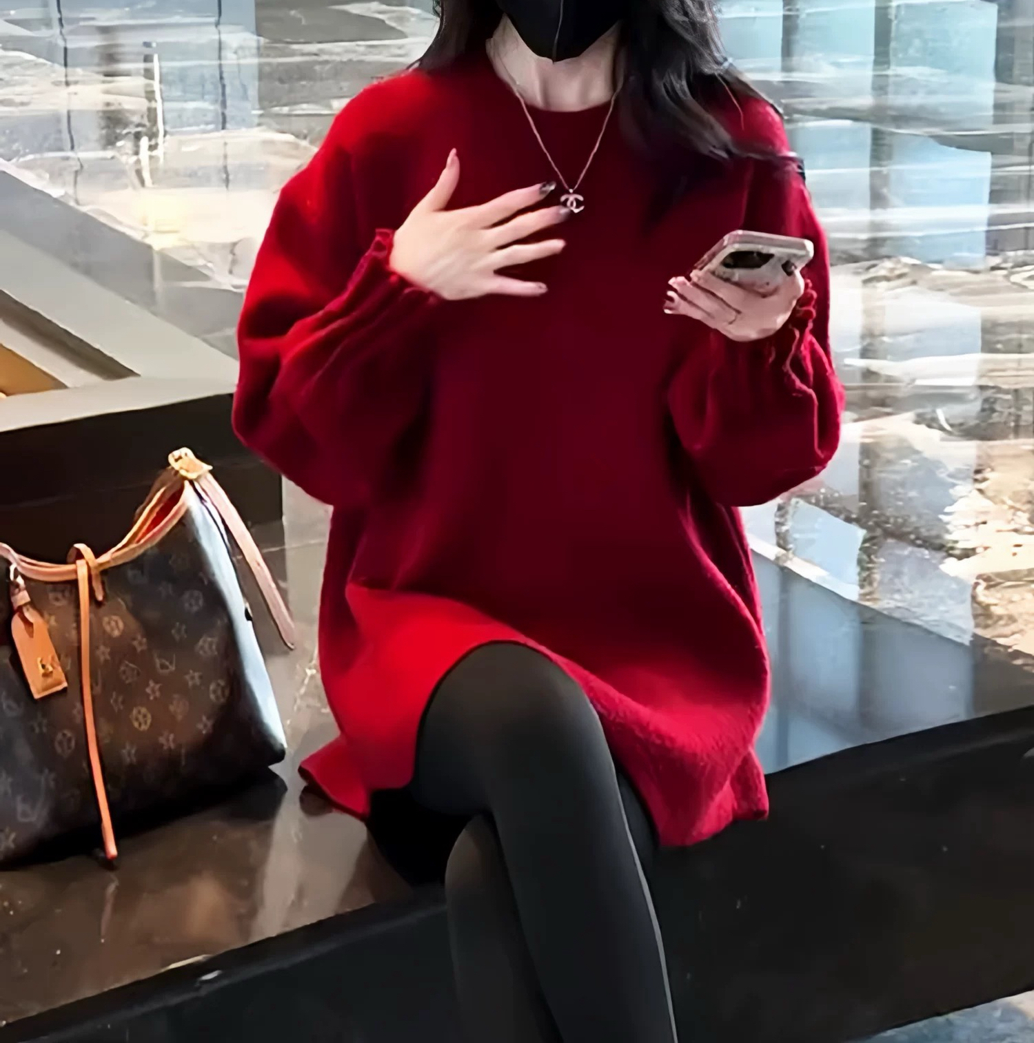 129 复古高级感百搭设计款宽松加厚显瘦小个子毛衣裙