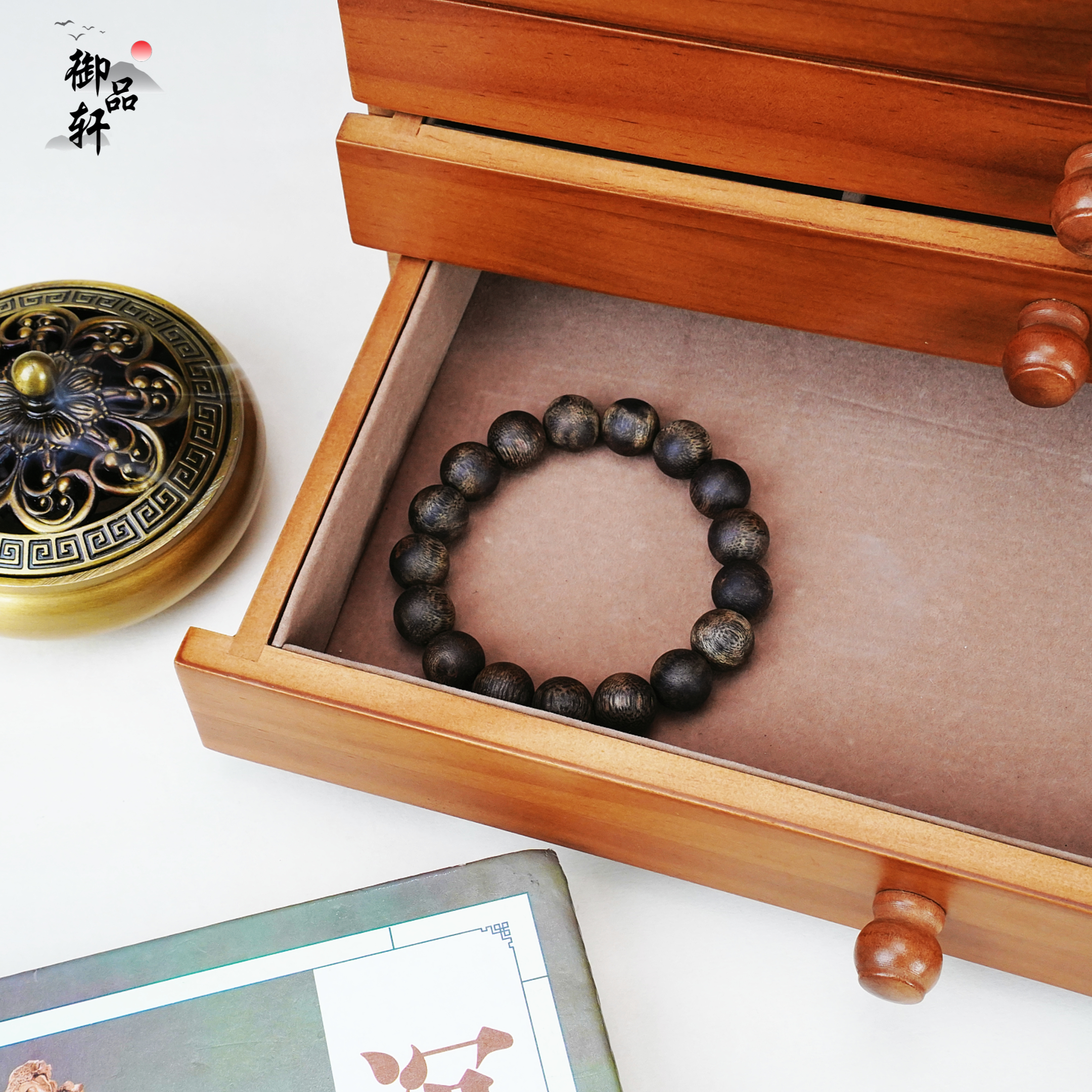 沉香【生日专属福利】沉水级卡12海南莺歌绿奇楠沉香单圈手串正品