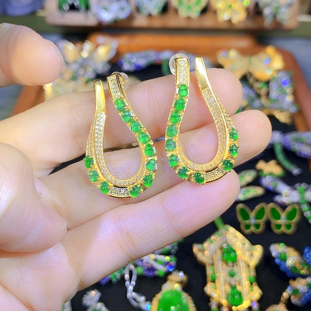 吊坠(不含链)银S925镶嵌翡翠