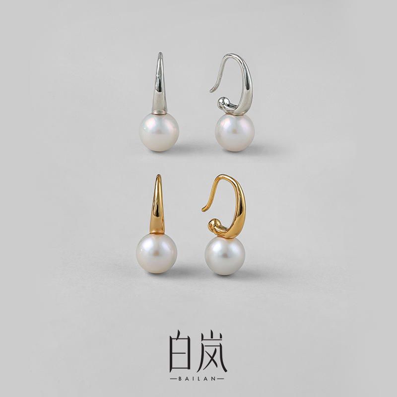 白岚C型珍珠耳环女气质百搭天然淡水珠轻奢秋冬ED1996