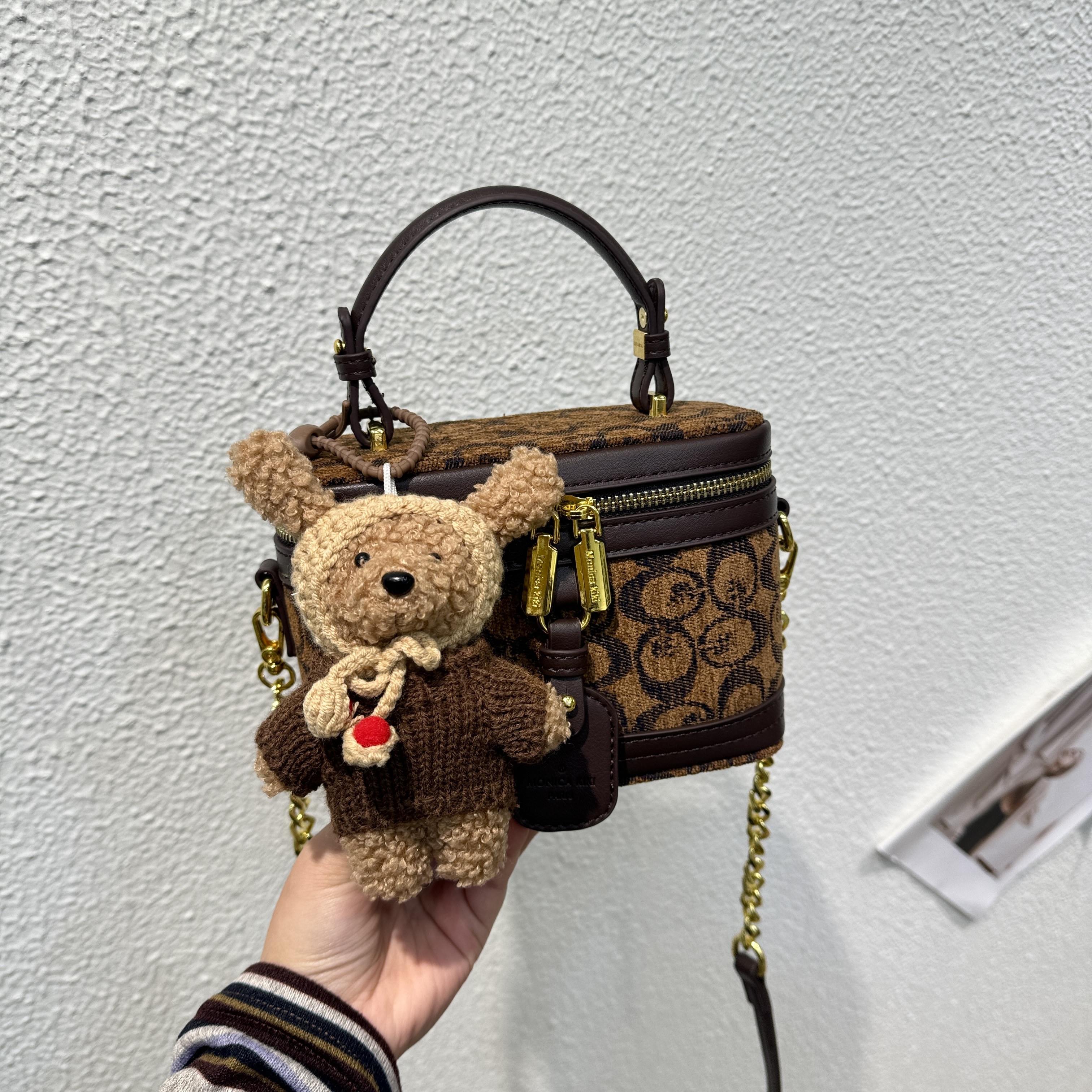 MONICA KIKI/莫妮卡奇奇【升级款】小众复古单肩斜挎手提盒子包6553