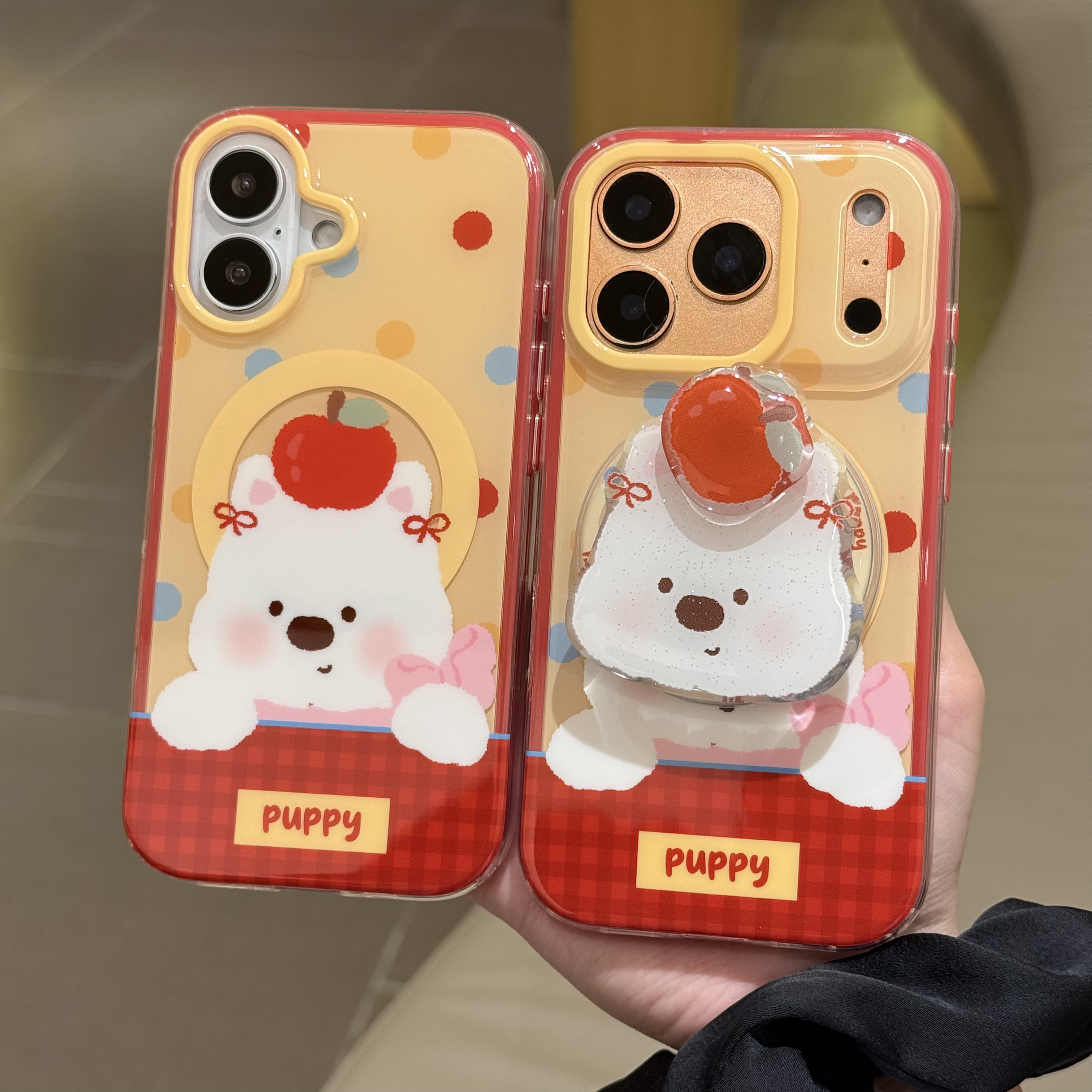 喵六家头顶红色苹果西高地转转磁吸手机壳适用于苹果手机 17/13