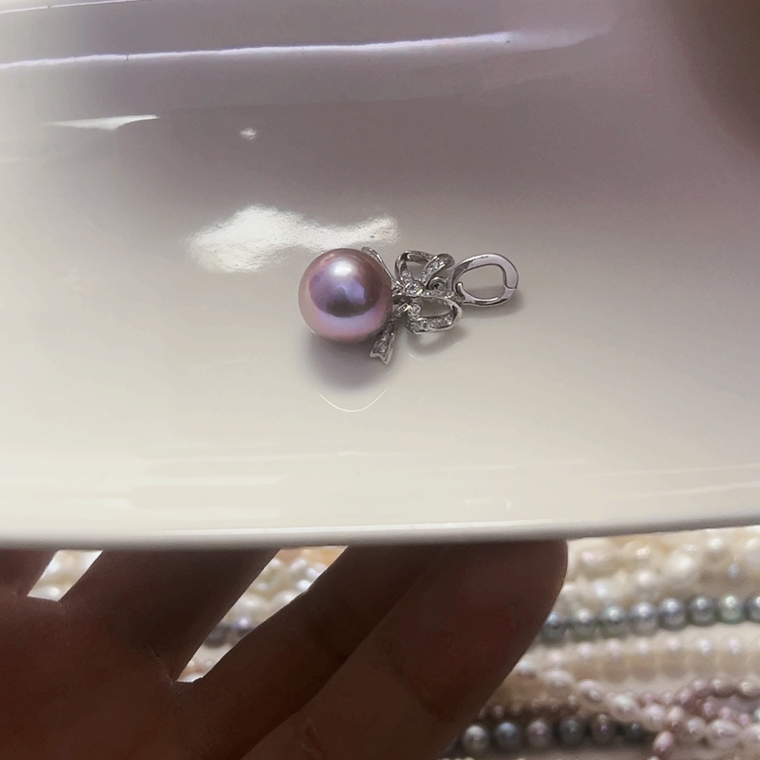 淡水珍珠吊坠(不含链)银S925镶嵌