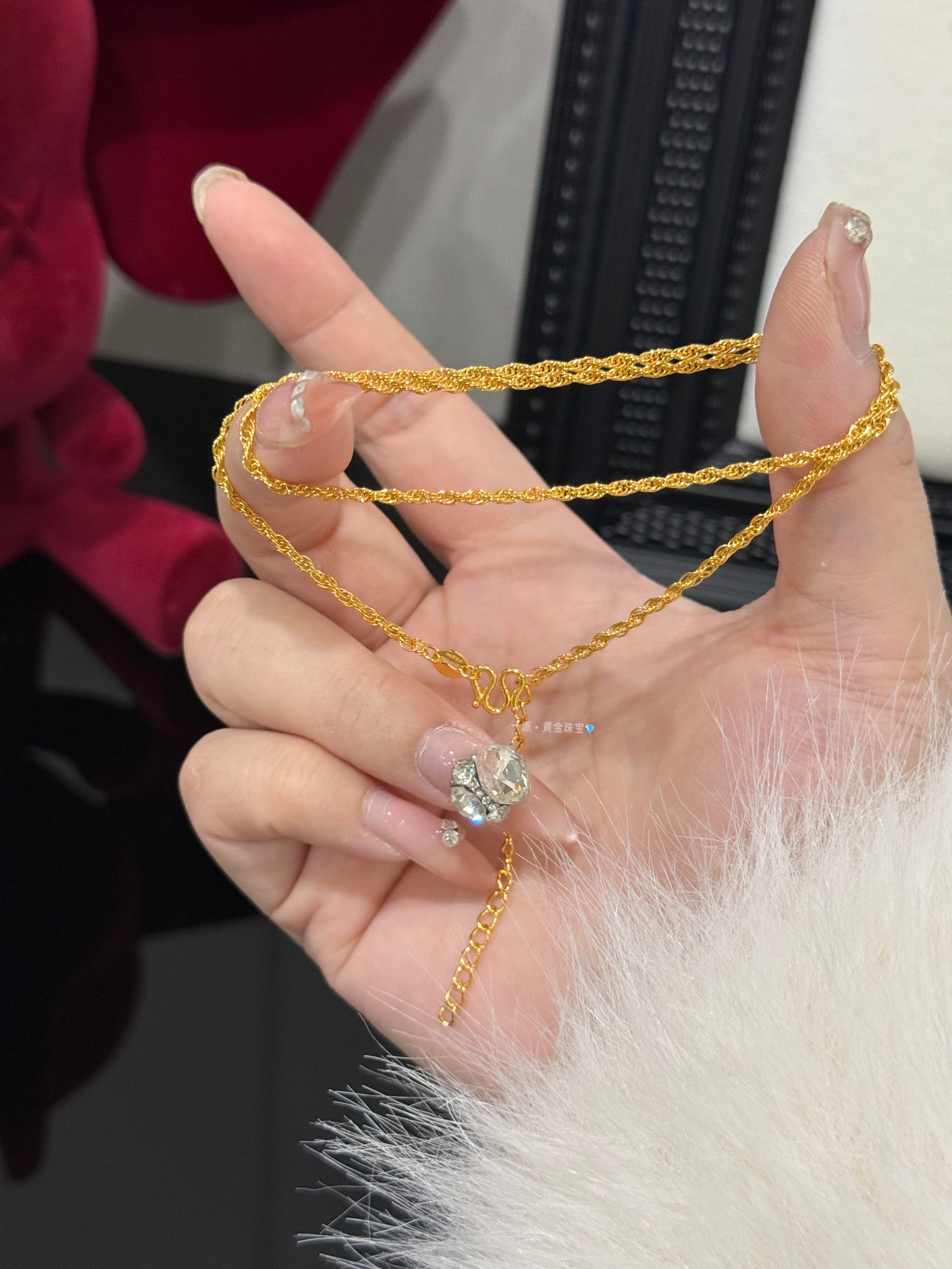 纺绳编织项链足金999黄金项链@XL107