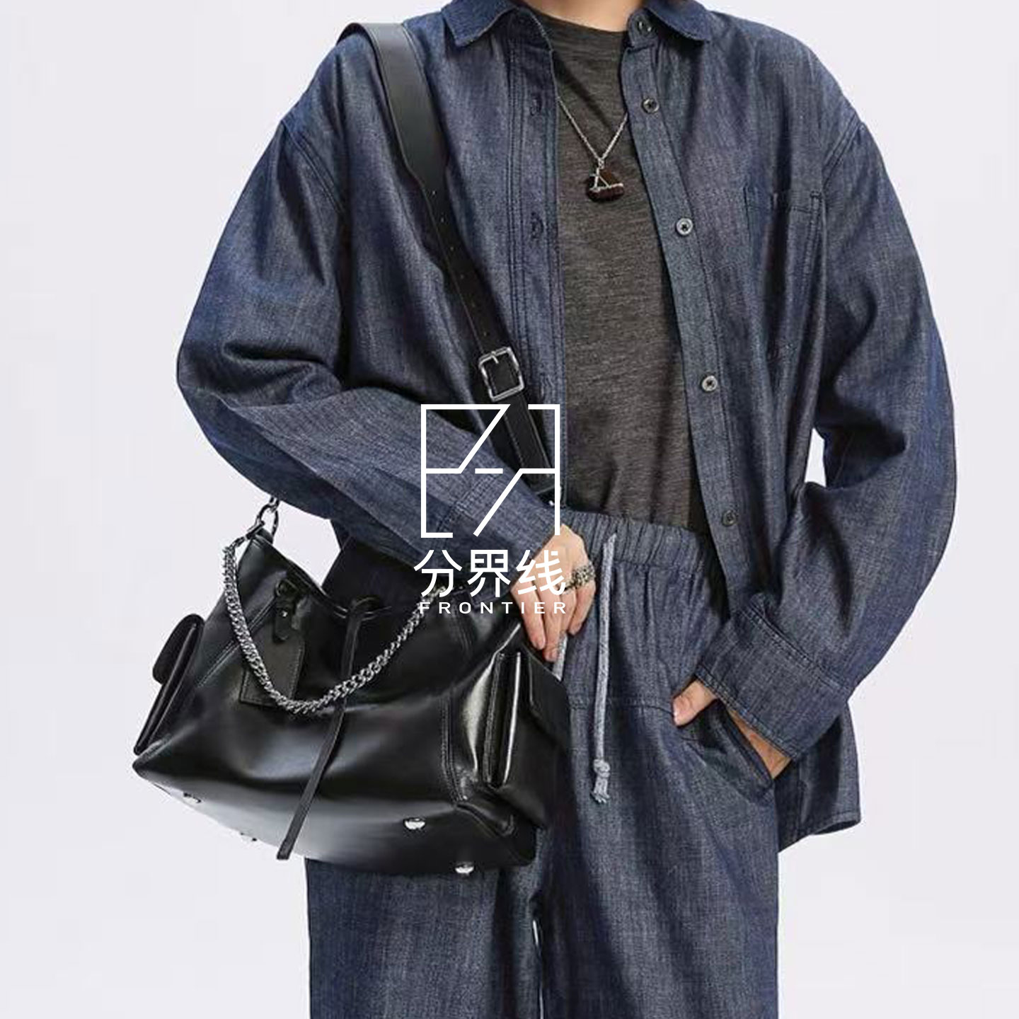 【分界线】 黑武士 Carryall 原厂GR 小羊皮 肩背斜跨 通勤简约