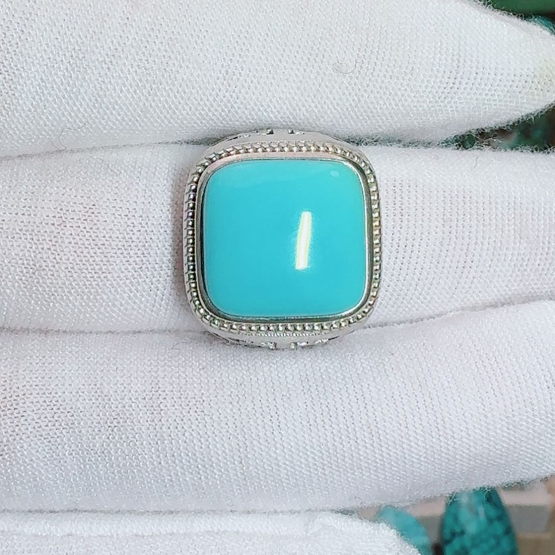 绿松石银S925镶嵌珠宝奇石方面戒指