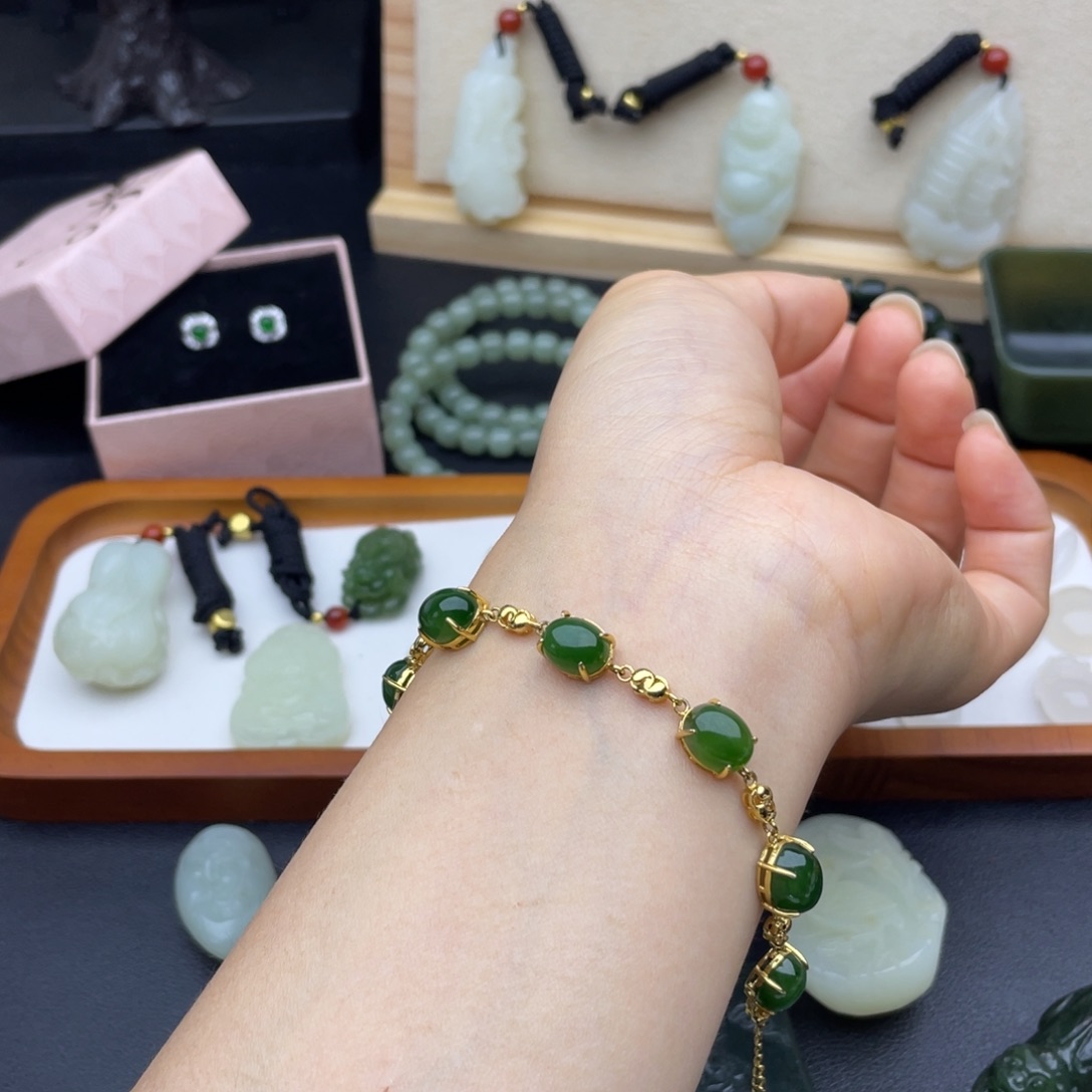 手链银S925镶嵌和田玉