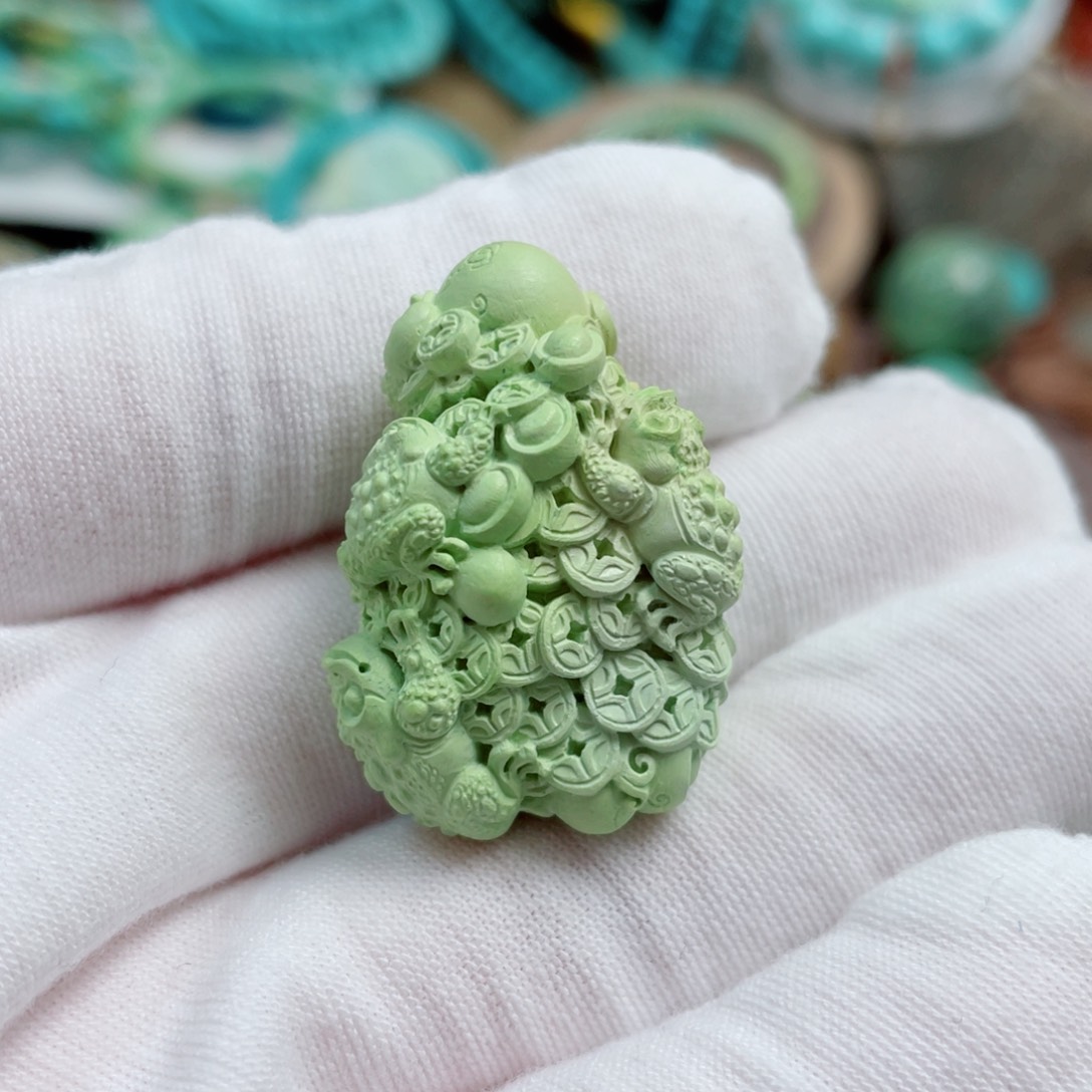 未镶嵌绿松石珠宝奇石菜籽黄腰缠万贯