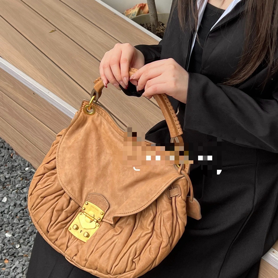 95新 MIU MIU/缪缪 缪缪中古褶皱元宝 