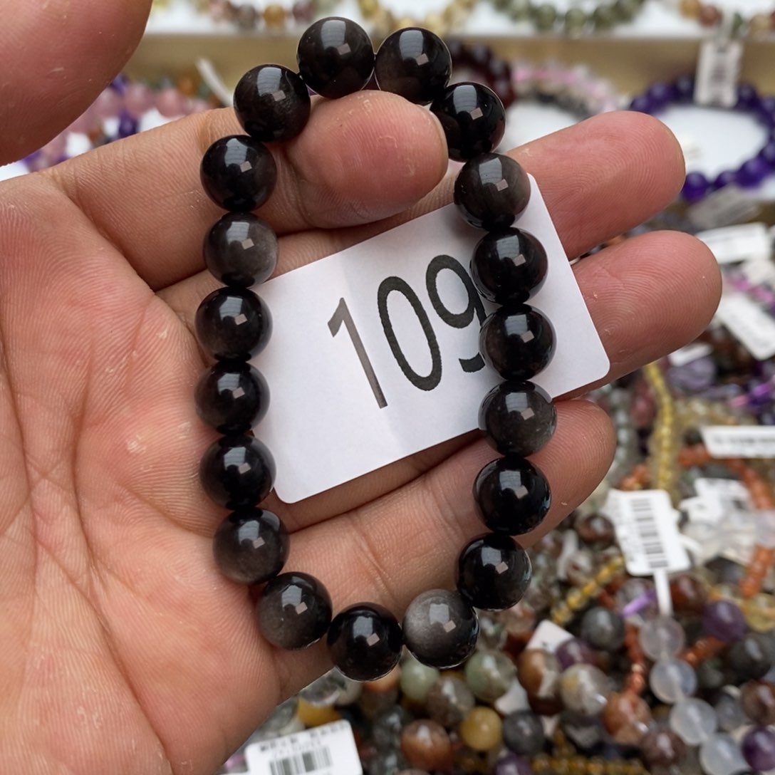 黑曜岩手链未镶嵌手链