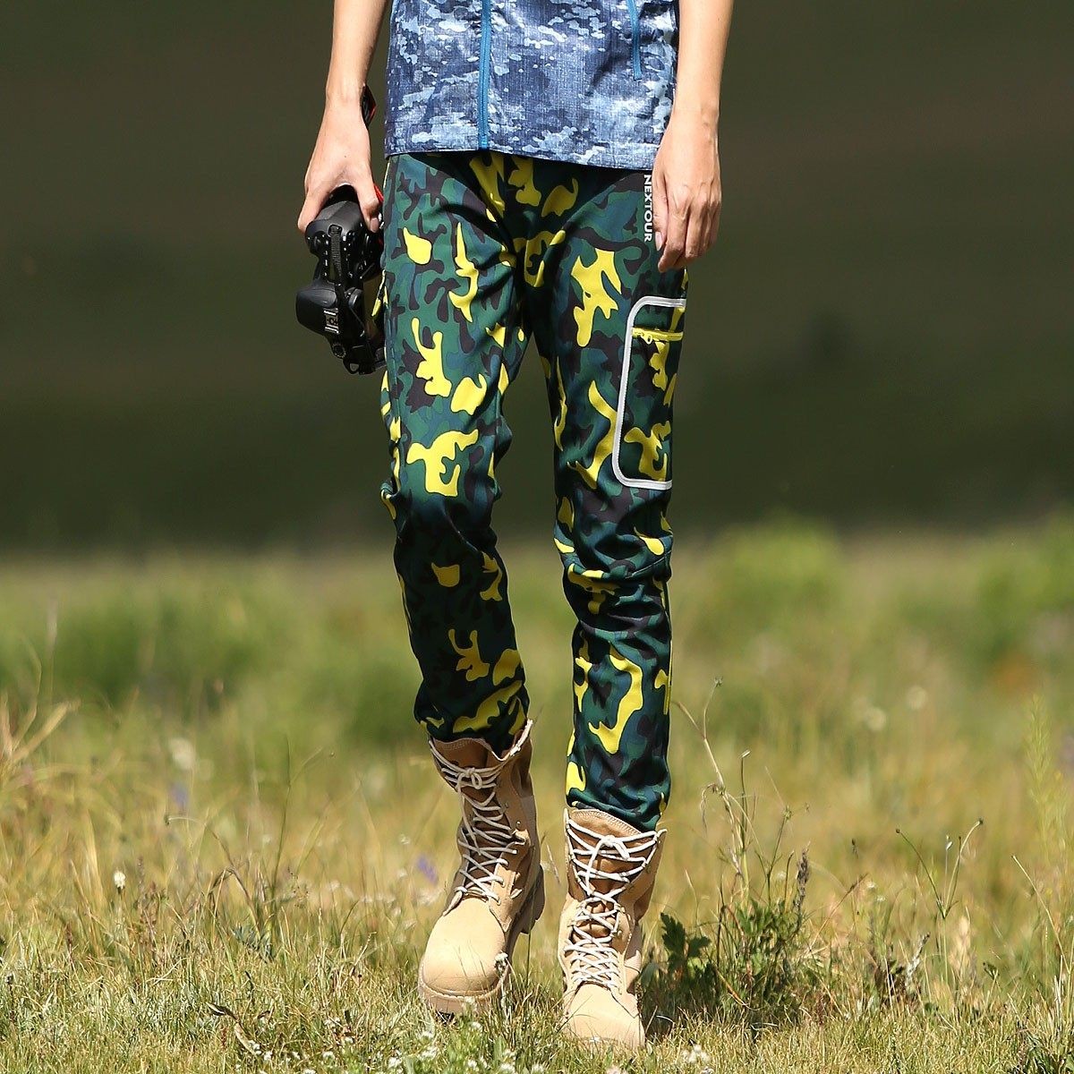 户外保暖迷彩软壳裤男士