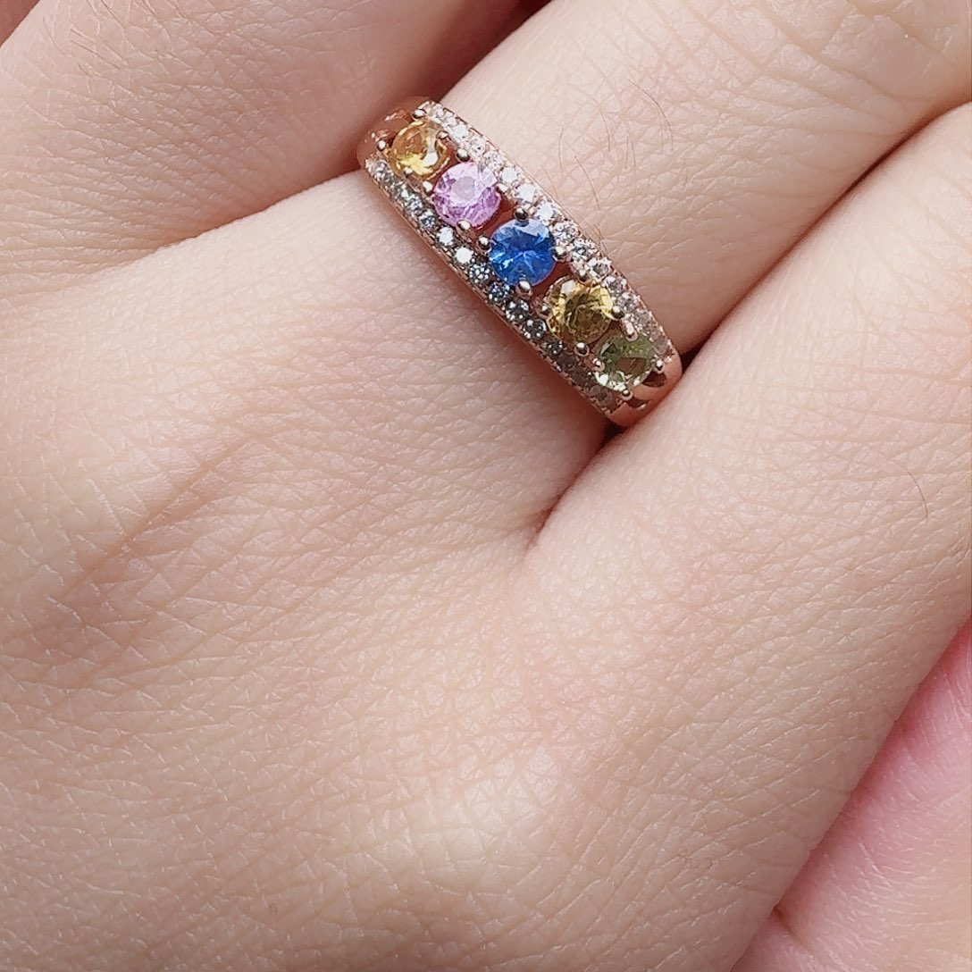 蓝宝石戒指银S925镶嵌戒指