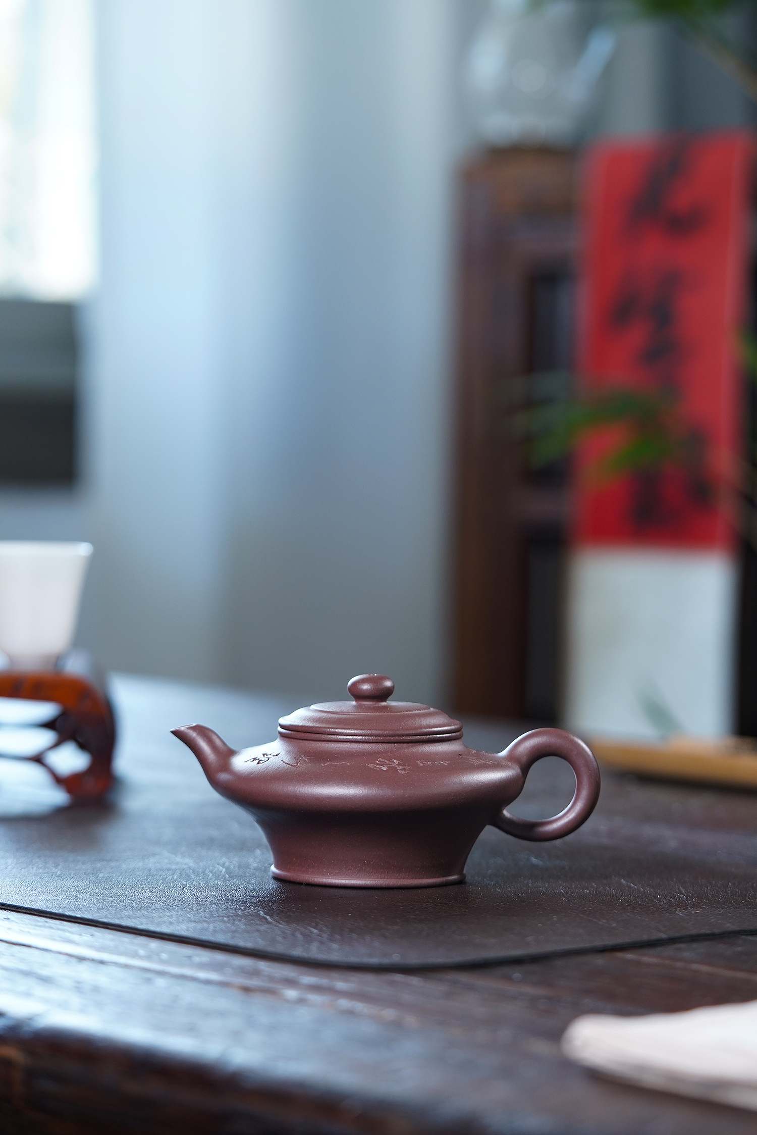 【禅砂居】高虚扁壶_150/200cc_手工泥紫泥_全手工_宜兴原矿紫砂壶