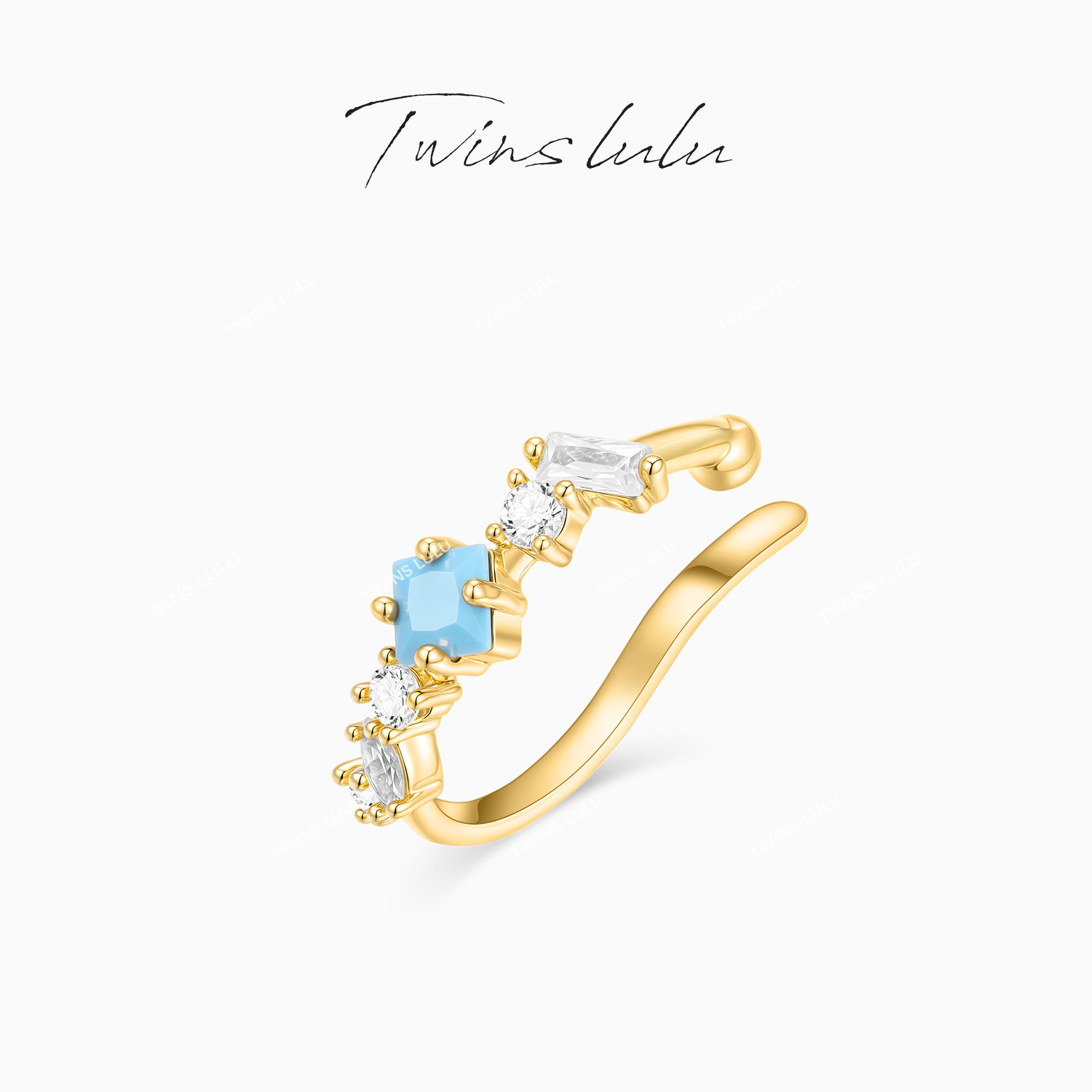 TWINS LULU【菱星环】镀K金 百搭小饰品几何蓝色耳骨夹TSL3092