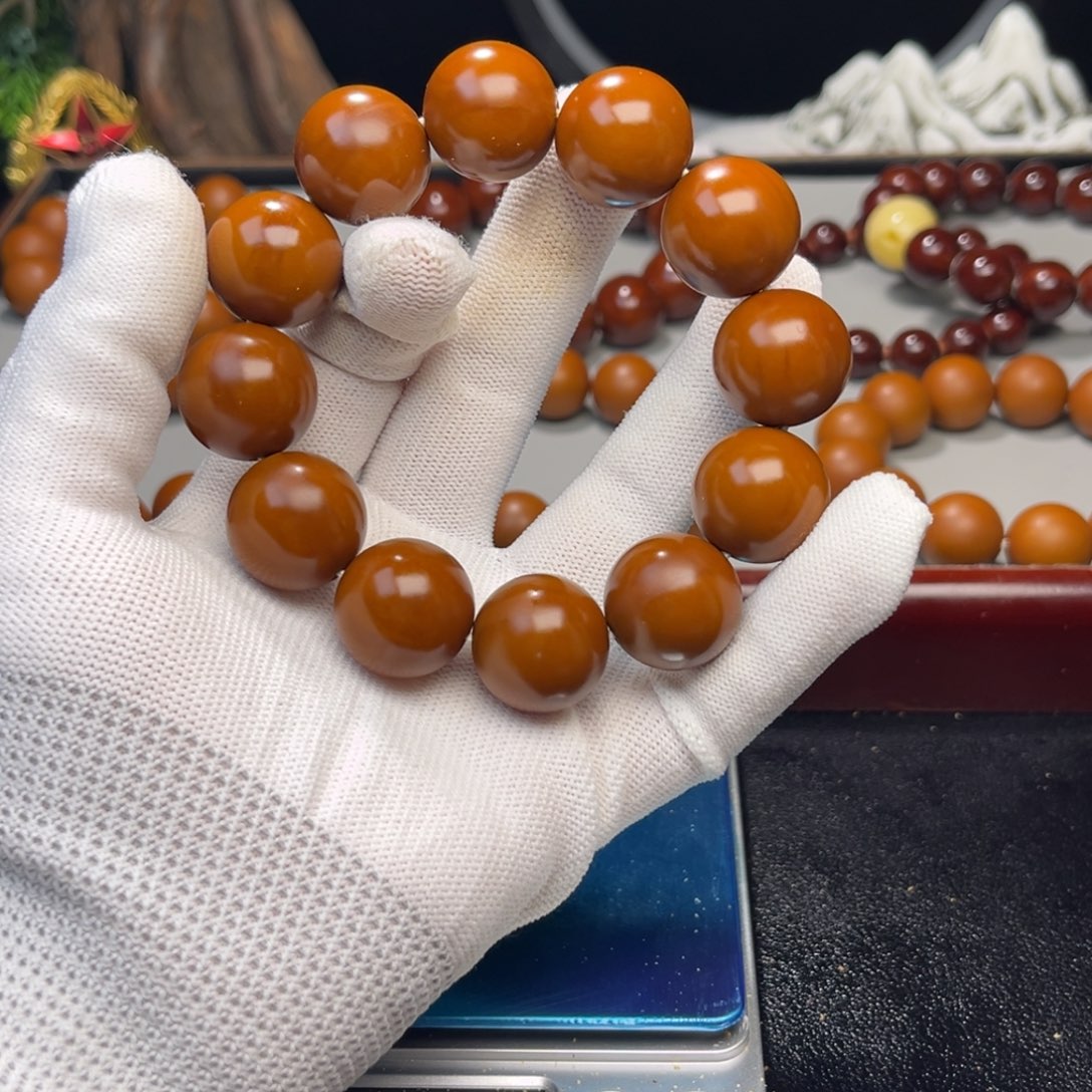 橄榄核手串老*圆1.95+树王铁核小孔