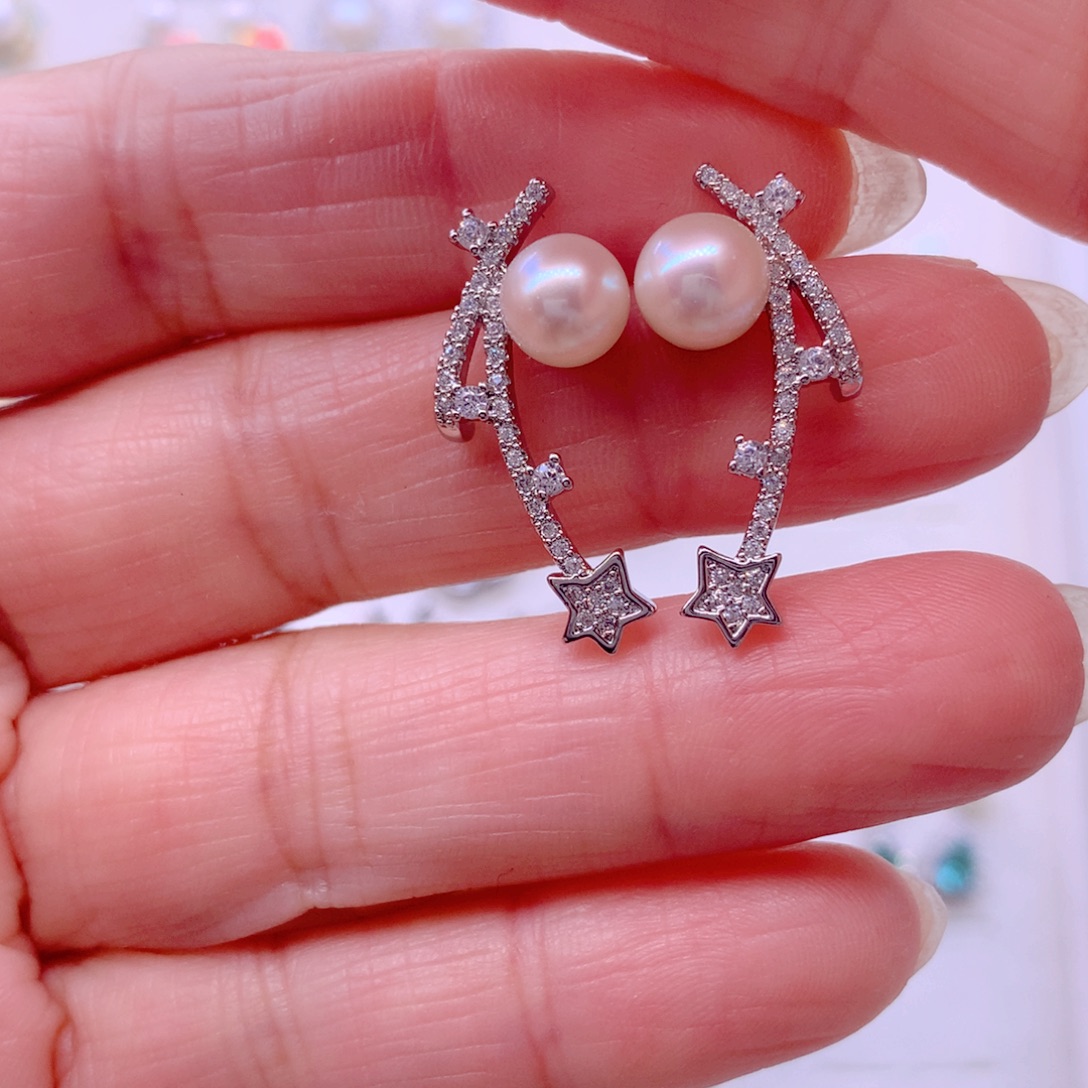 合金淡水珍珠耳饰