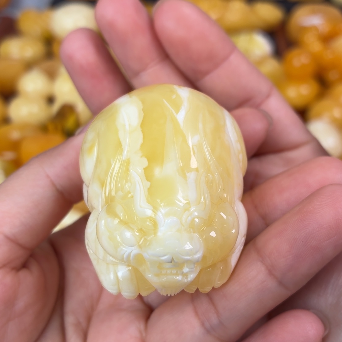 蜜蜡未镶嵌吊坠(不含链)金白貔貅