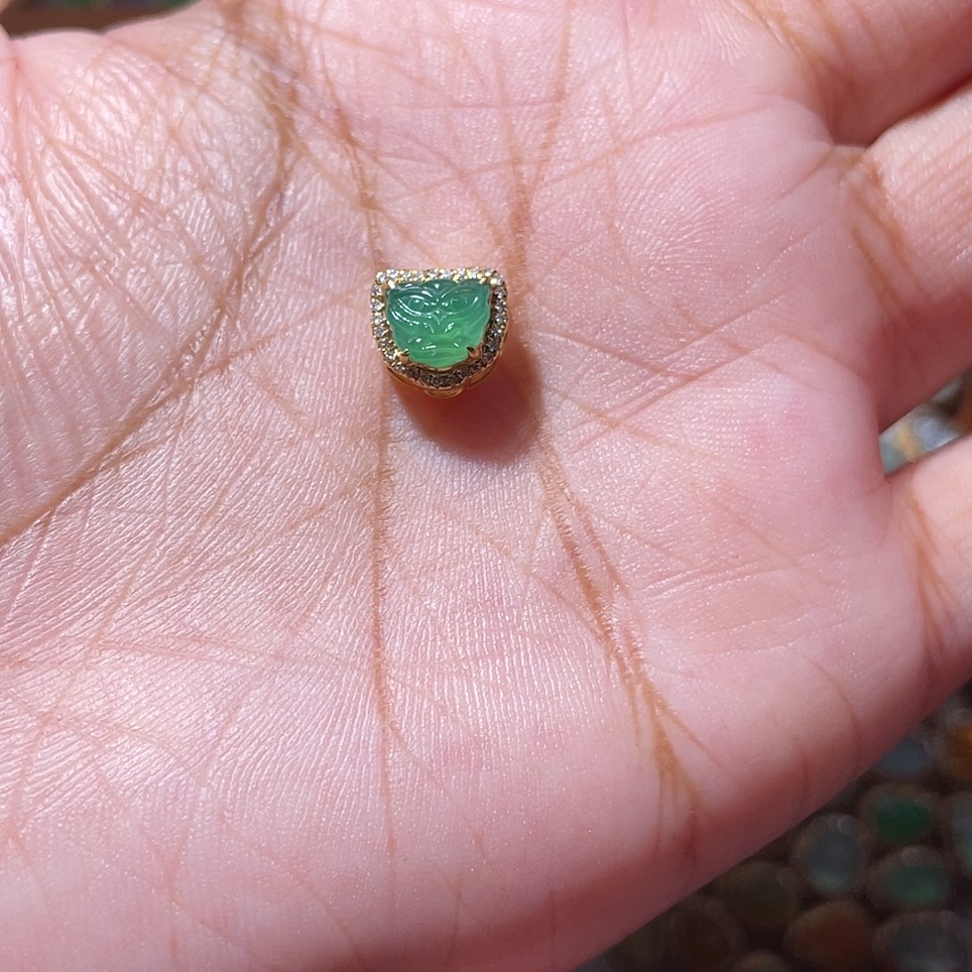 吊坠(不含链)18K金镶嵌翡翠