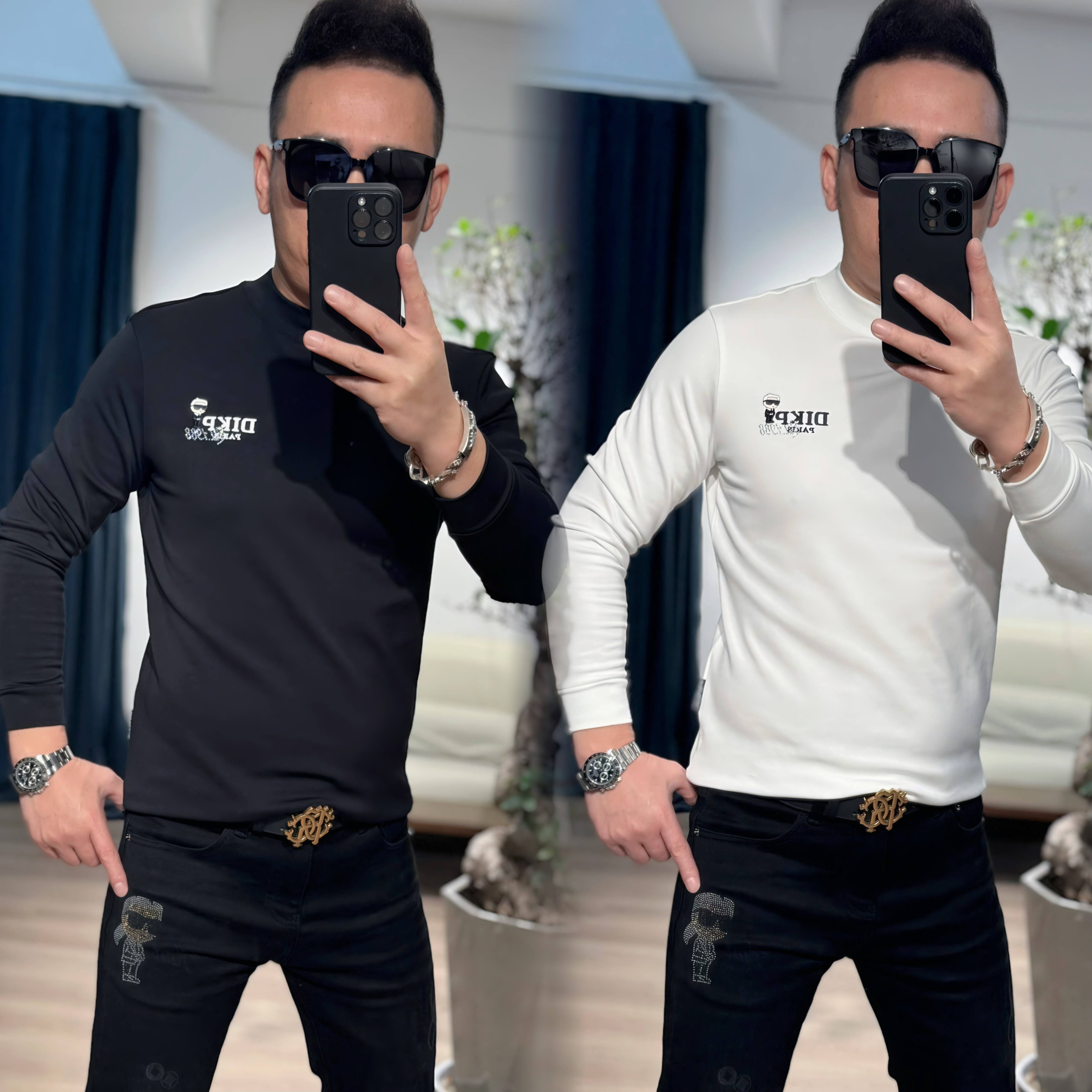 【VG轻奢】25冬季新款男士高端云柔棉时尚百搭加绒打底衫25137