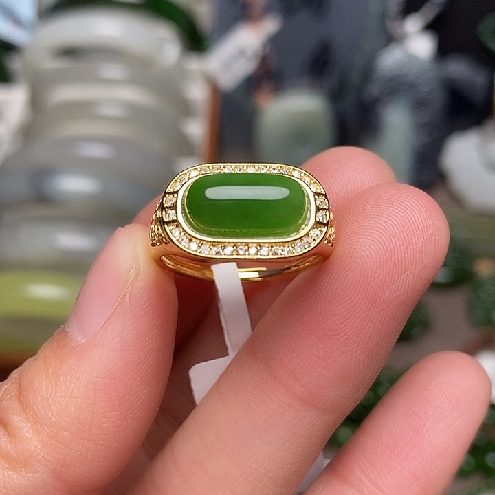和田玉银S925镶嵌戒指