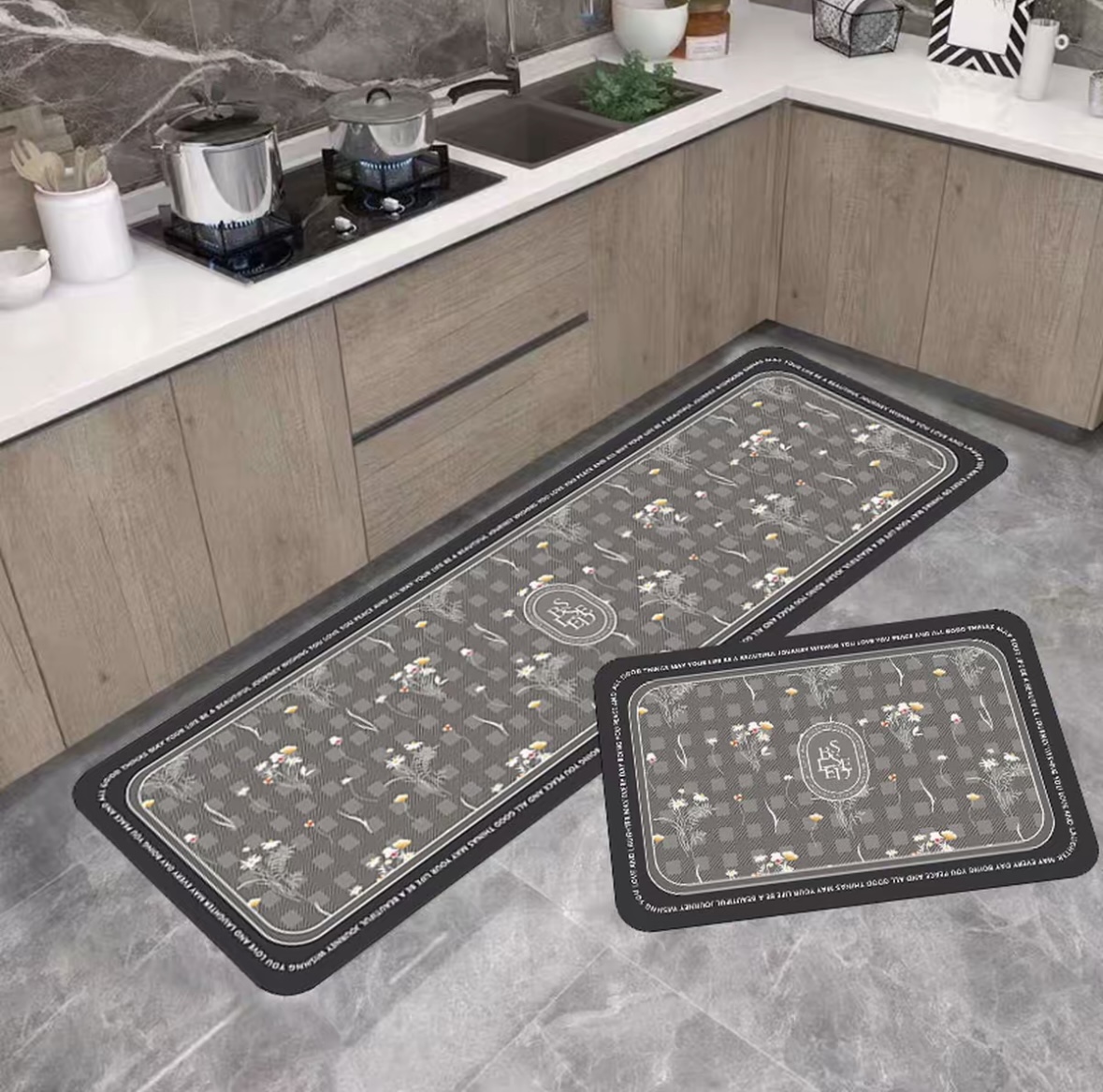 Z261-【40*60+40*120cm】硅藻泥厨房地垫吸水吸油防滑可擦耐脏地垫