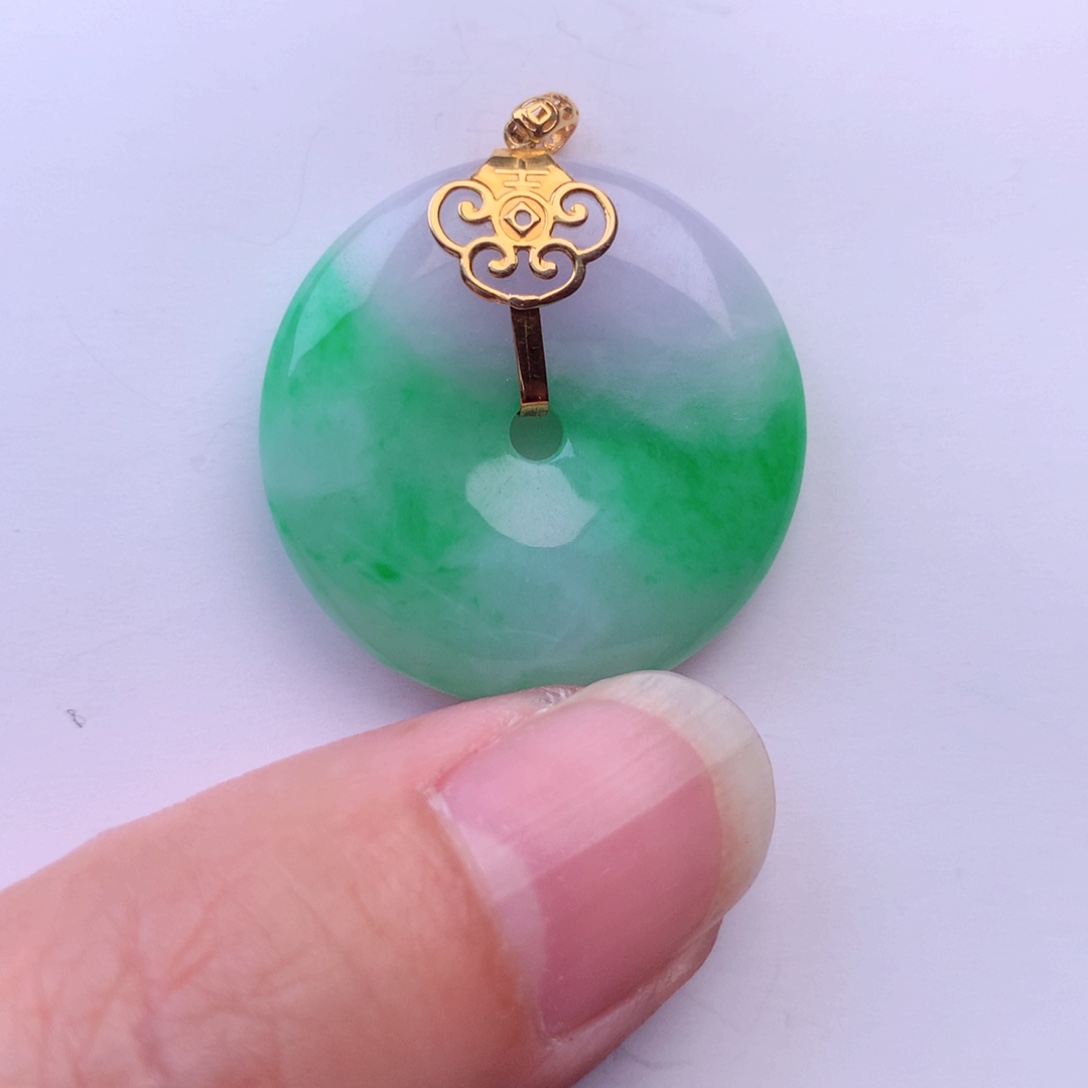 翡翠吊坠(不含链)18K金镶嵌