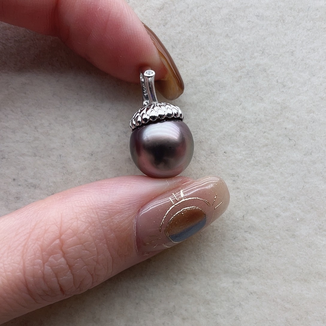 银S925镶嵌海水珍珠吊坠80