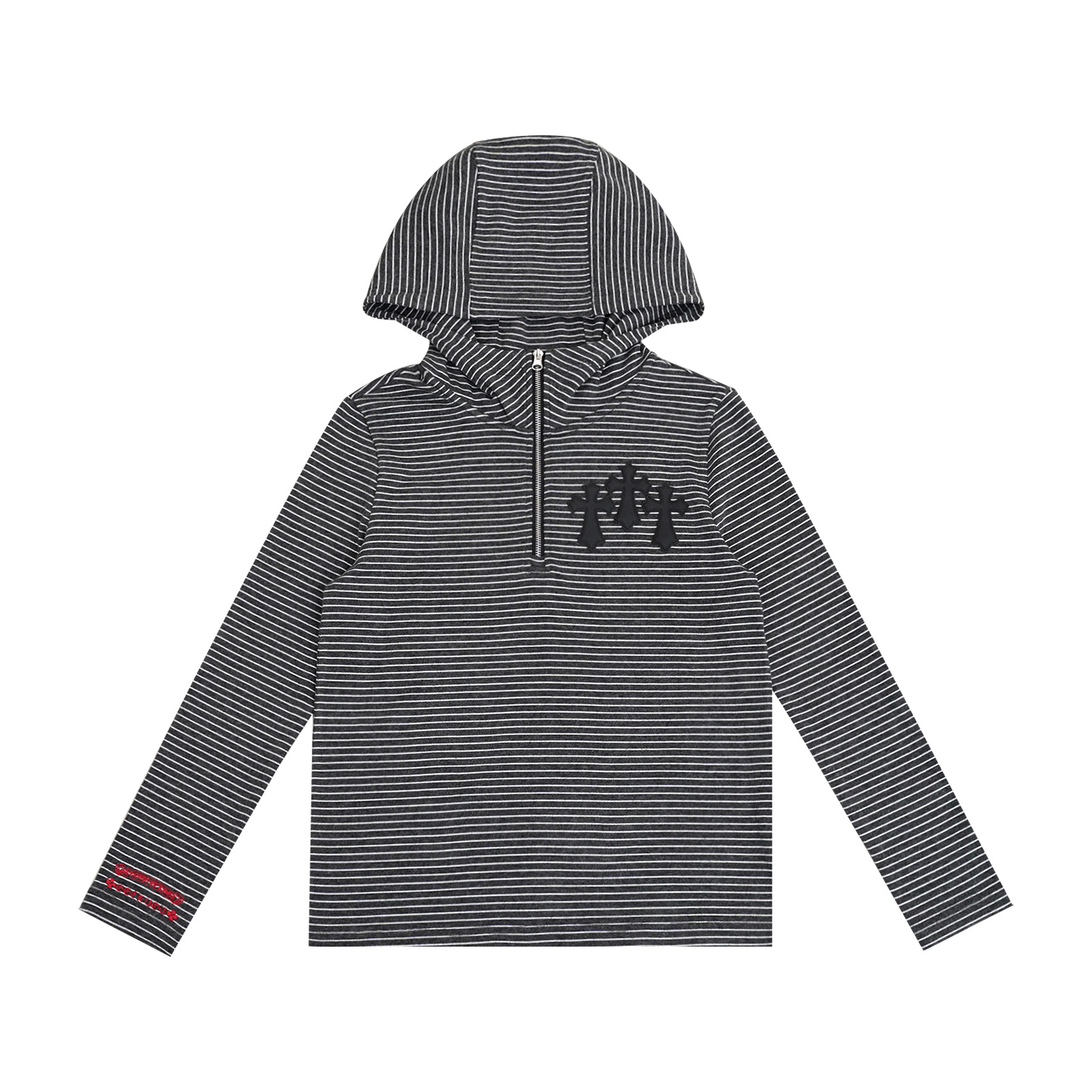 GGAHOLIDAY秋冬潮流时尚休闲舒适连帽长袖黑白条纹帽衫T恤-161045