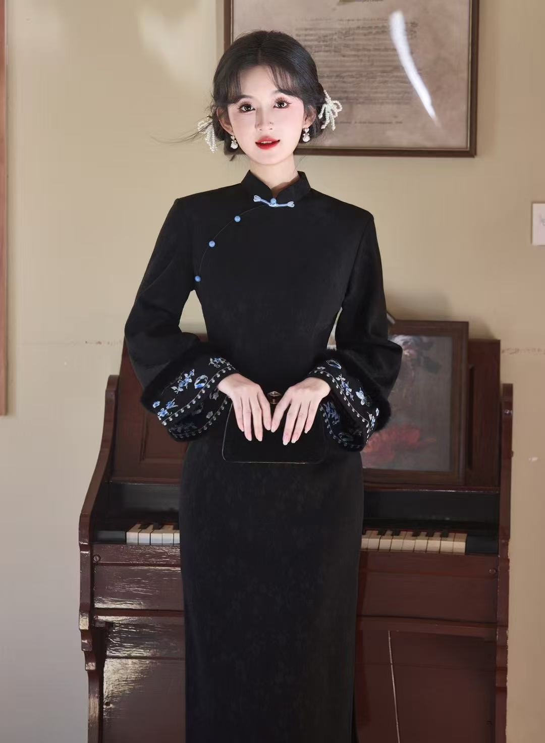 【沫婉】上上签 冬季新款新中式改良旗袍复古民国风加绒日常少女风