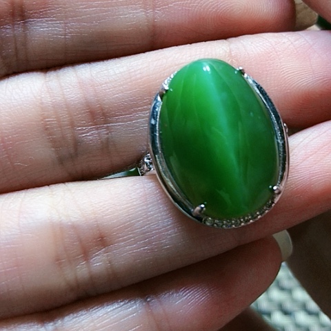 和田玉戒指银S925镶嵌