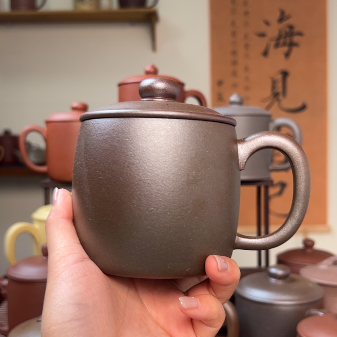 茶杯紫砂L****n紫砂盖杯古法柴烧底槽清小墩墩