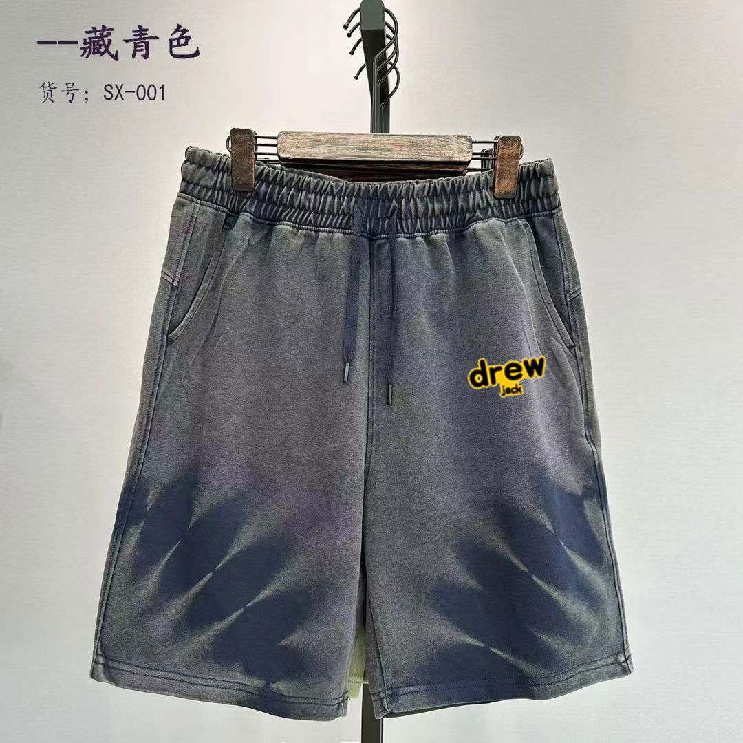 DREW JACK夏季男士休闲中高腰提臀弹力波点做旧斜纹短裤