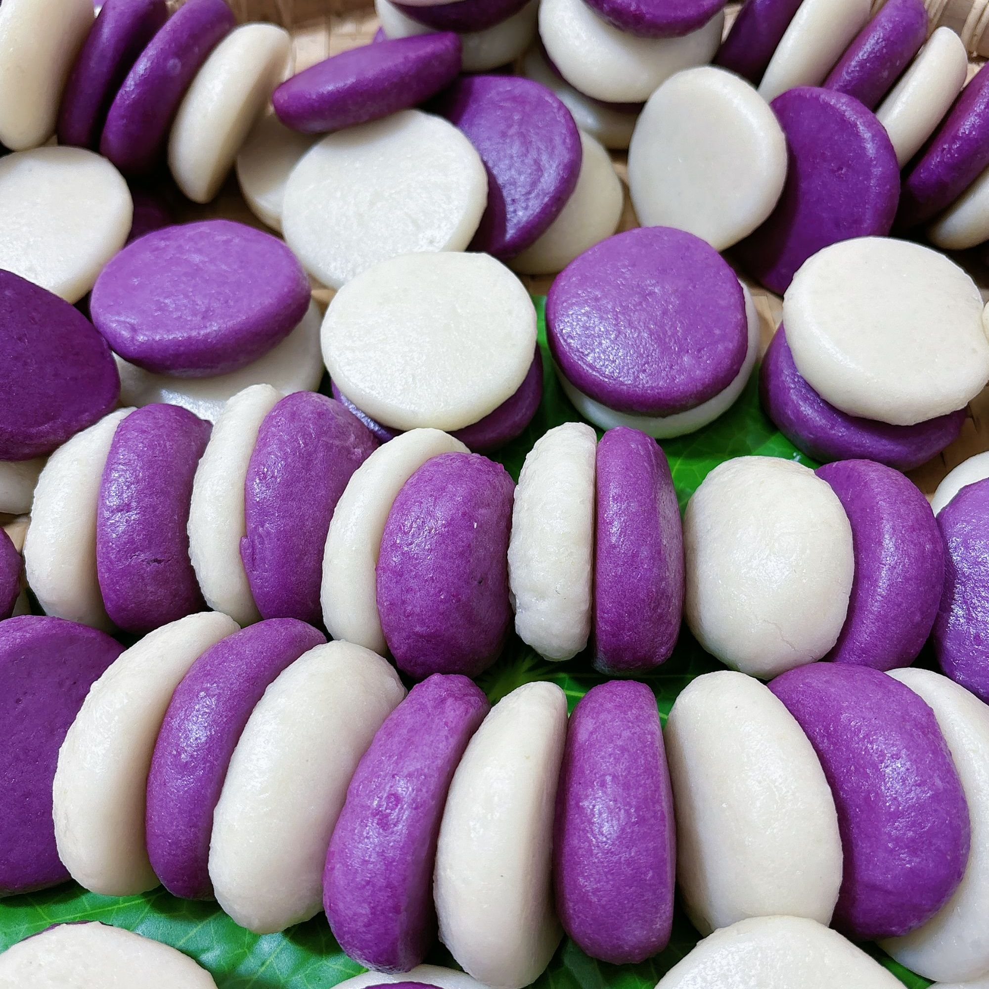 糯米白紫馍双拼色蒸炸煎烤软糯鲜香 配糖汁（无馅料）