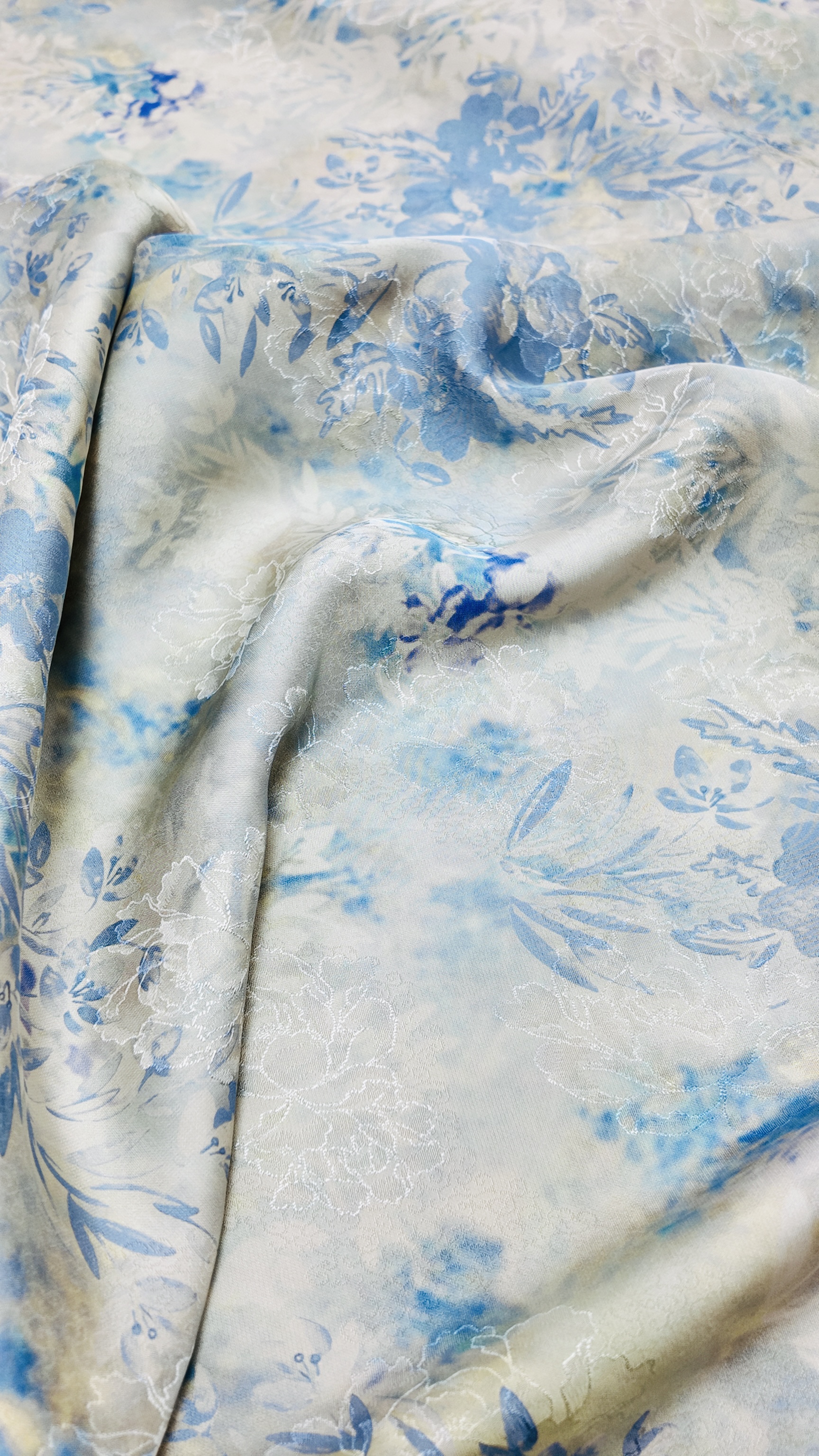 【烟雨谧境】高定香云纱 花萝提花布头（开裁不退换）