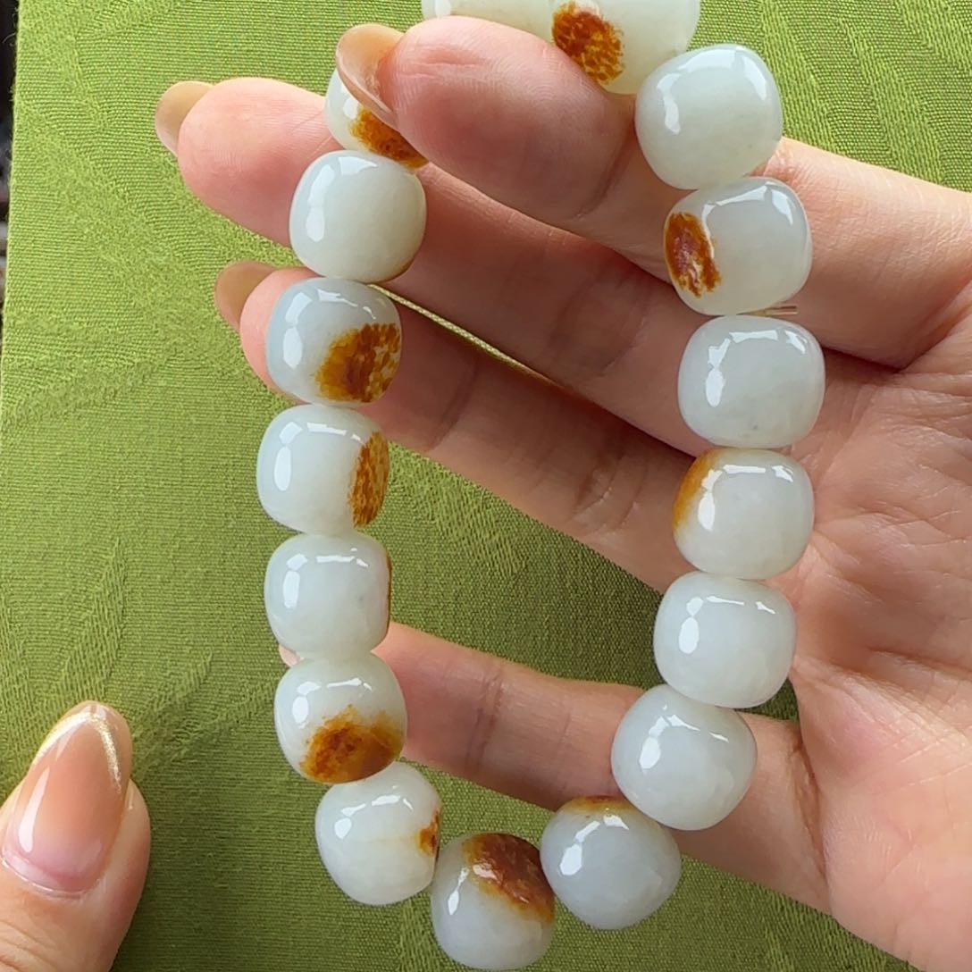 和田玉手链未镶嵌海**楼