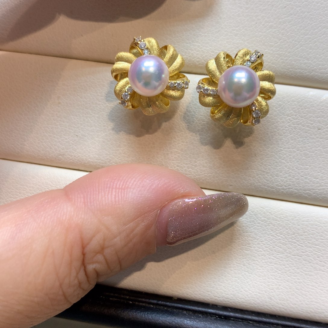 银S925镶嵌海水珍珠耳饰