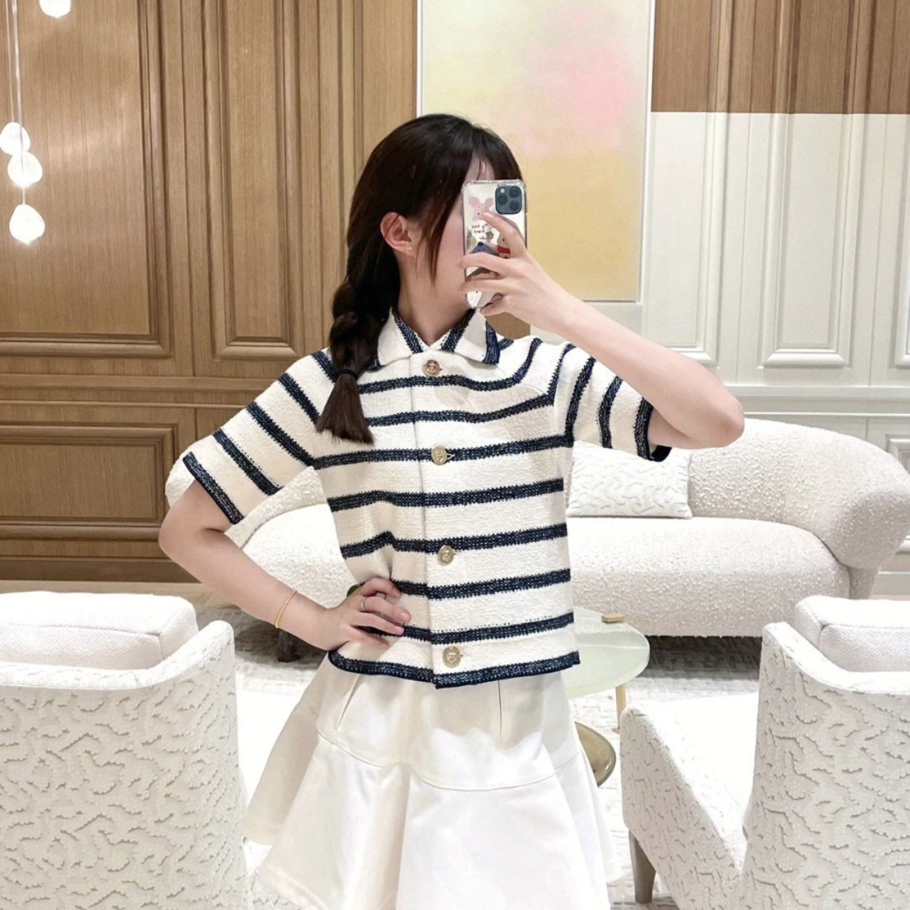 99新 DIOR/迪奥 dec421 条纹标语字母短袖夹克 34码 棉