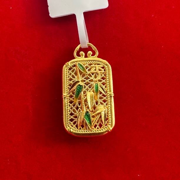 【思思专享】足金999饰品 竹节方牌吊坠 10.94 GP